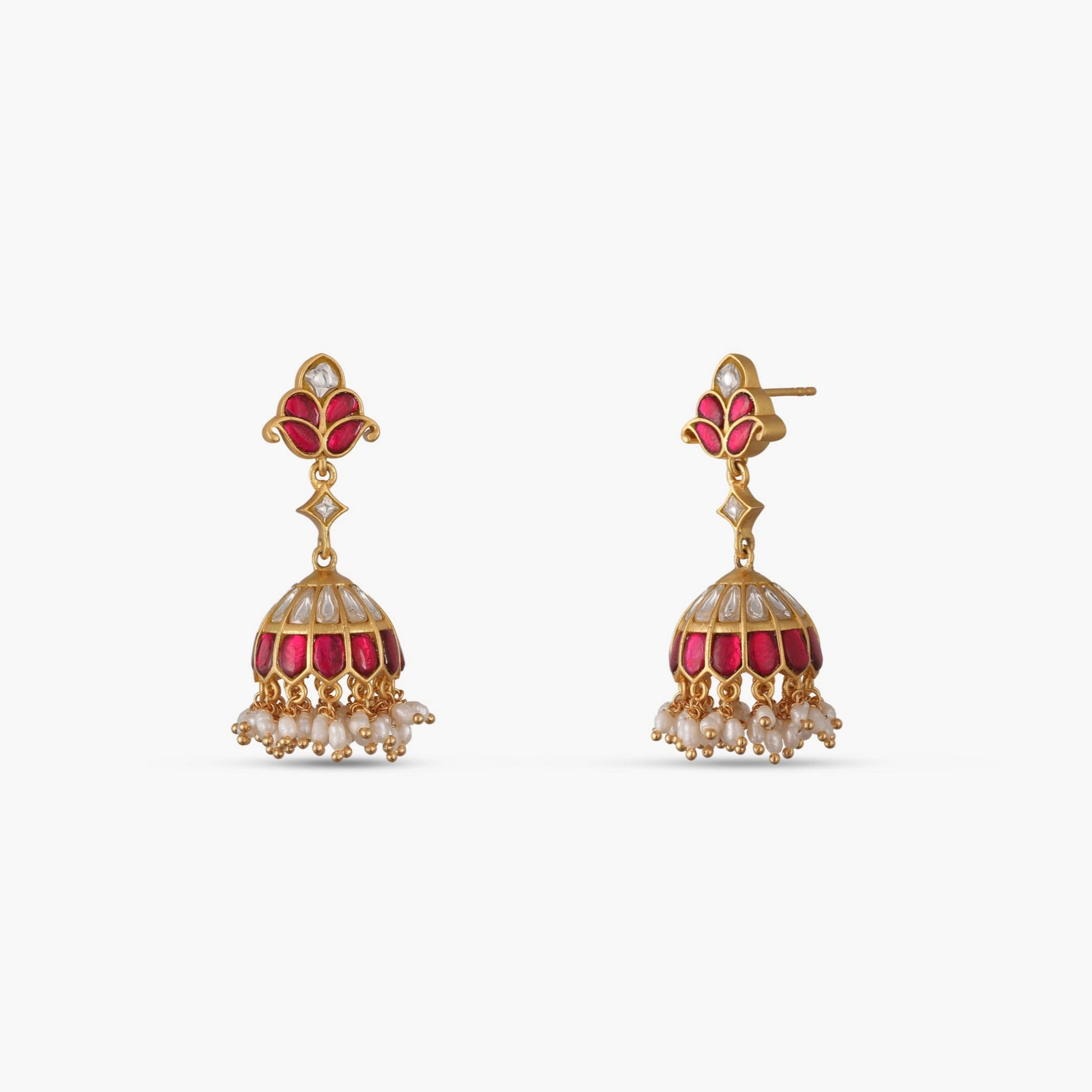 Kavya Kempu Jadau Silver Jhumka Earrings