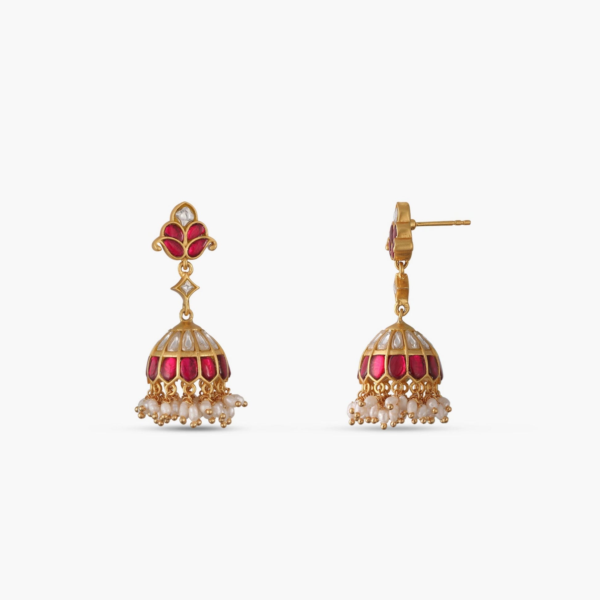 Kavya Kempu Jadau Silver Jhumka Earrings