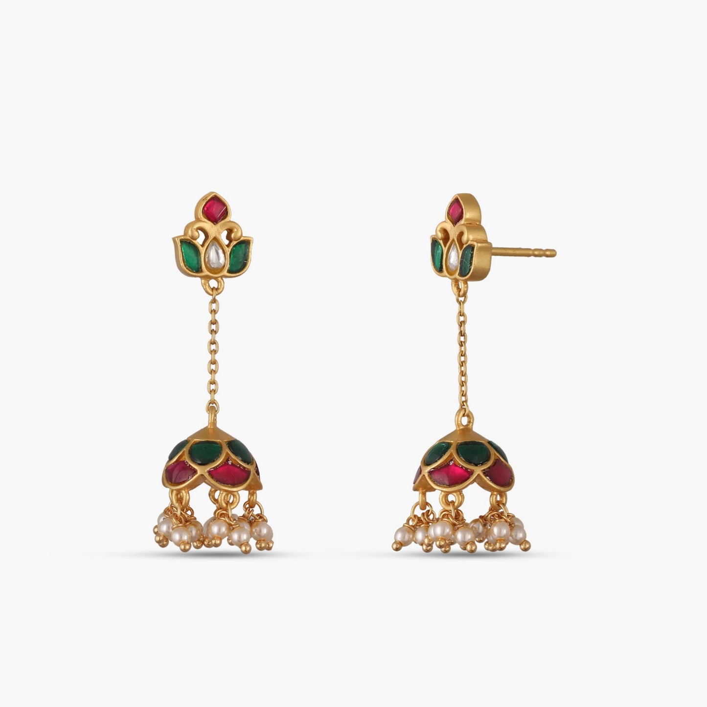 Kamal Kempu Jadau Silver Jhumka Earrings