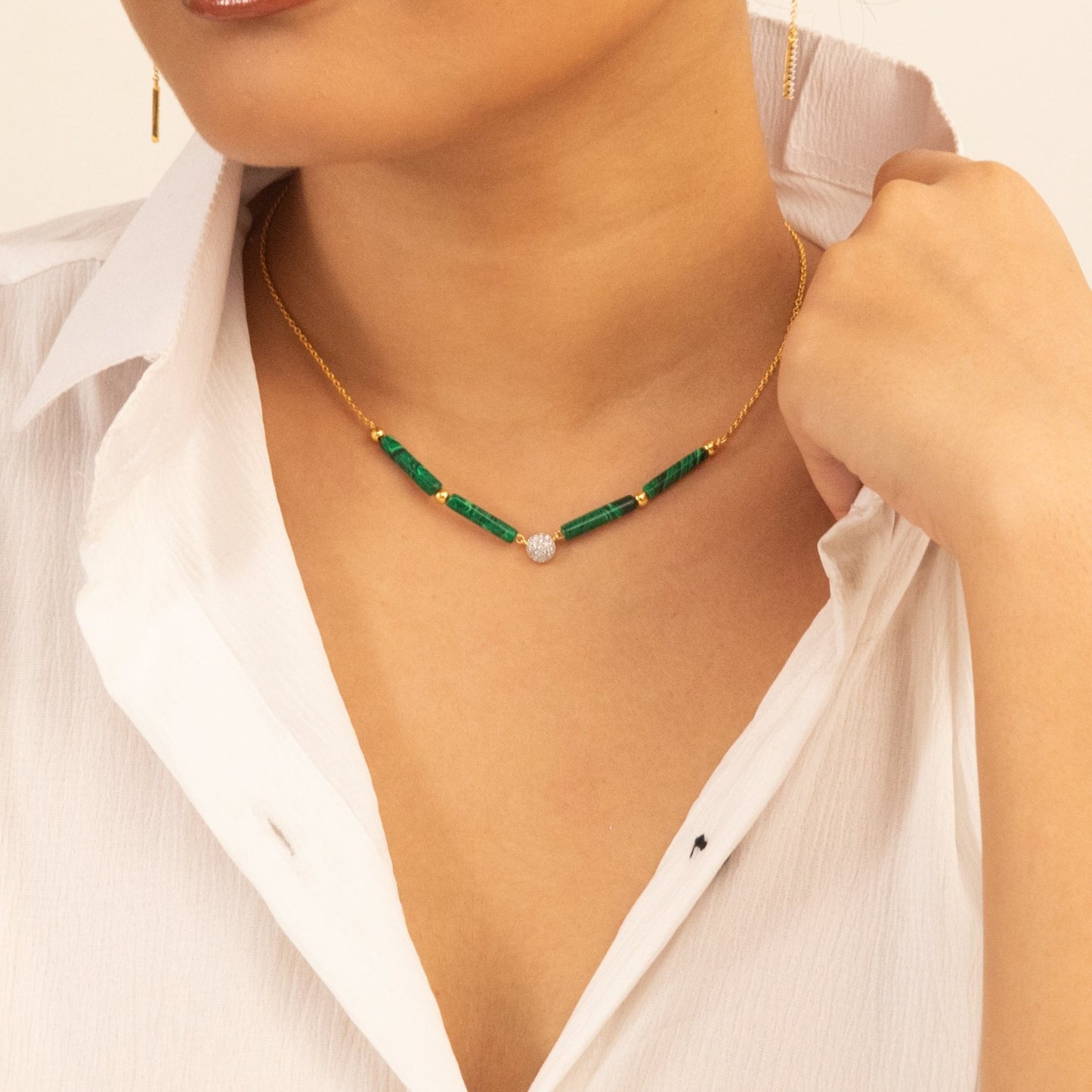 Malachite Minimal Charm Silver Necklace