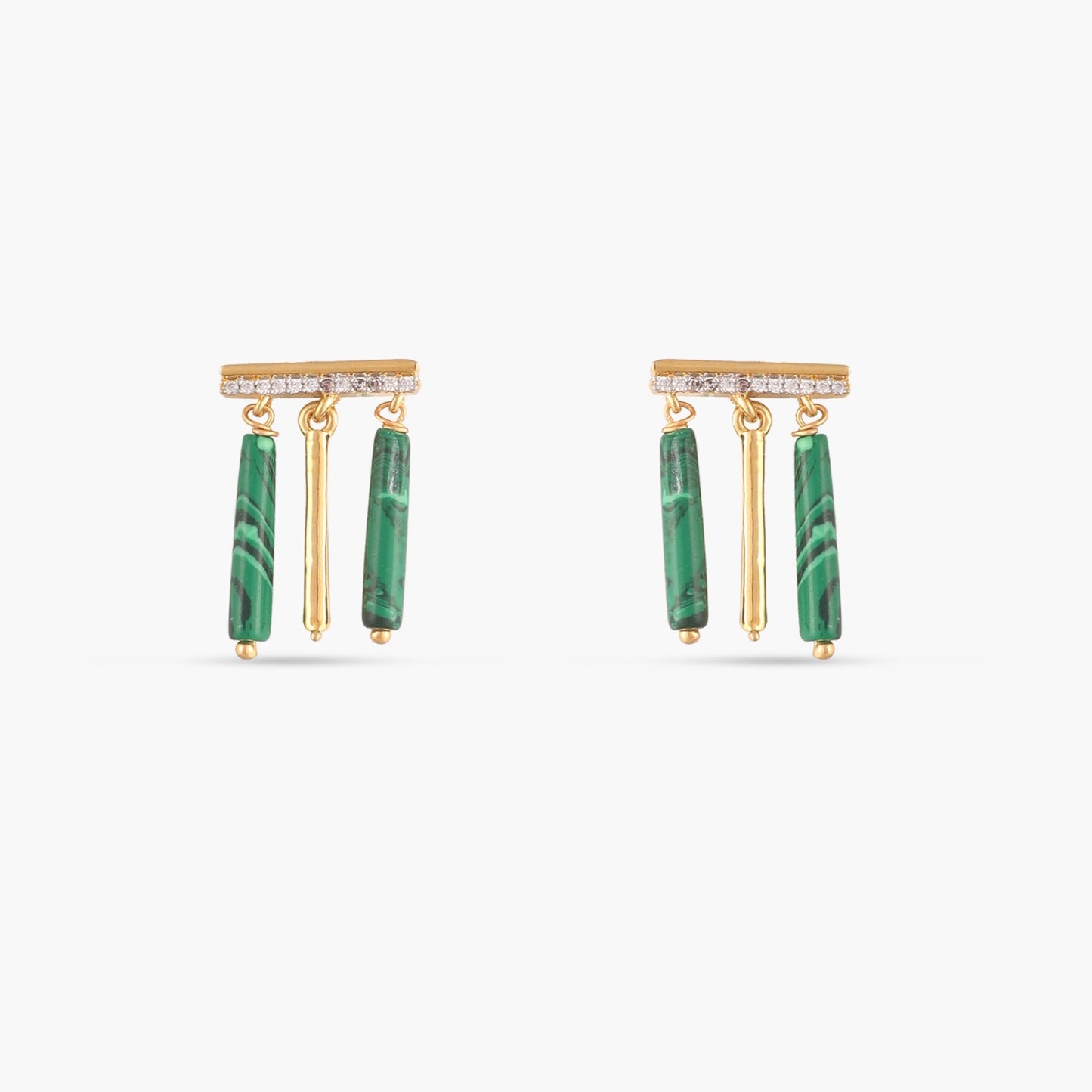 Malachite Simple Silver Drop Earrings