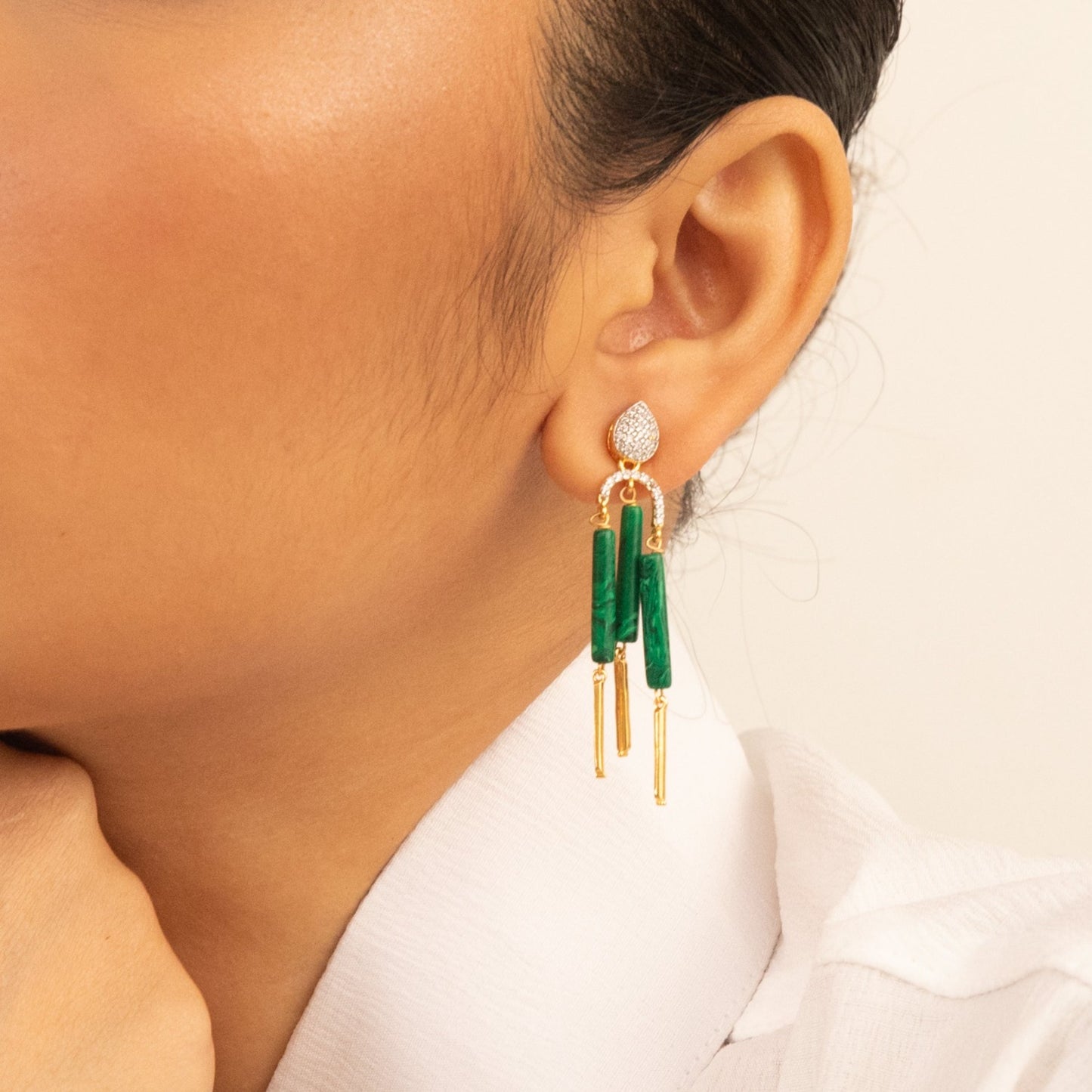 Malachite Striking Silver Drop Earrings