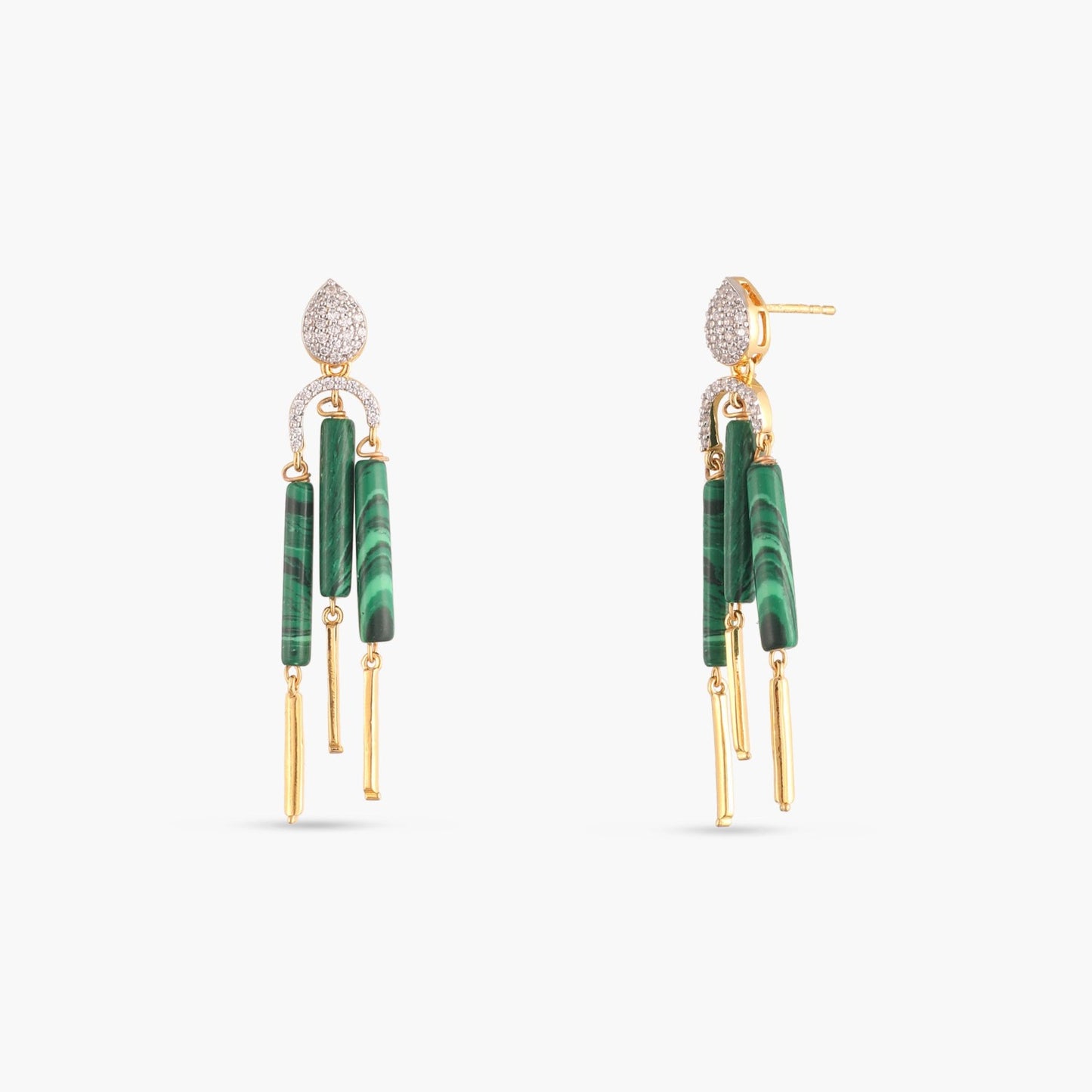 Malachite Striking Silver Drop Earrings
