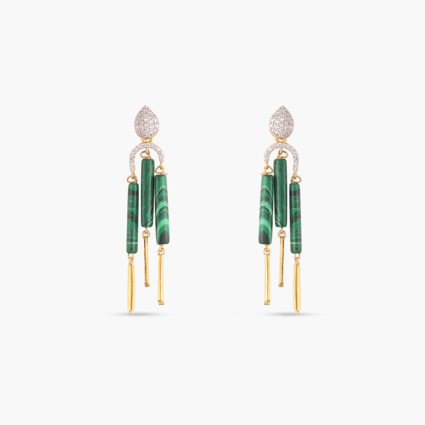Malachite Striking Silver Drop Earrings