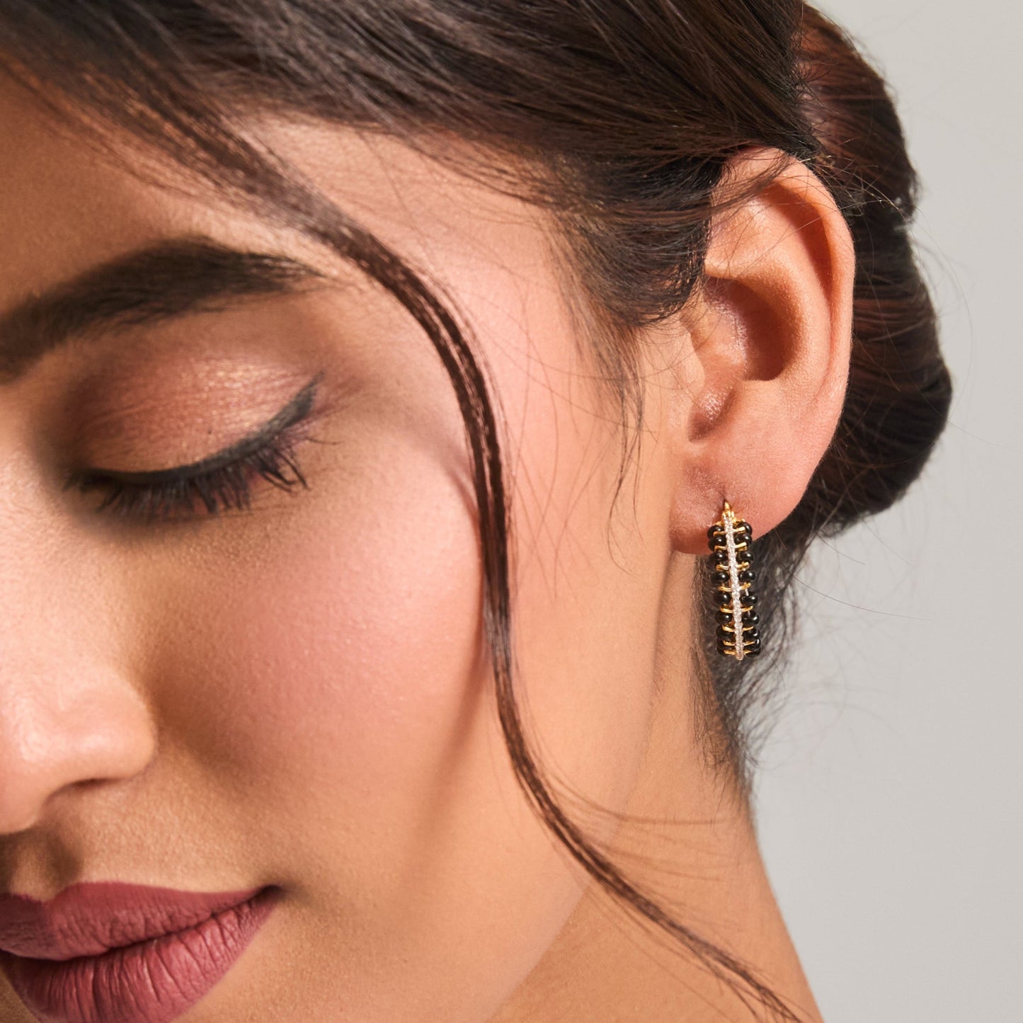 Forever CZ Silver Mangalsutra Hoop Earrings