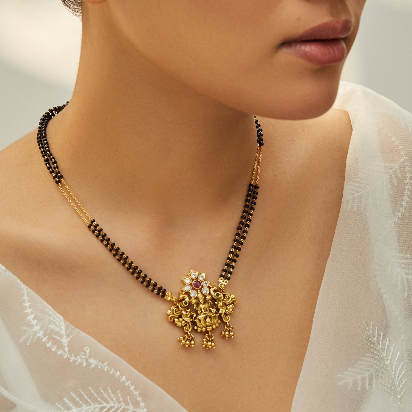 Lotus Blossom of Lakshmi Silver Mangalsutra