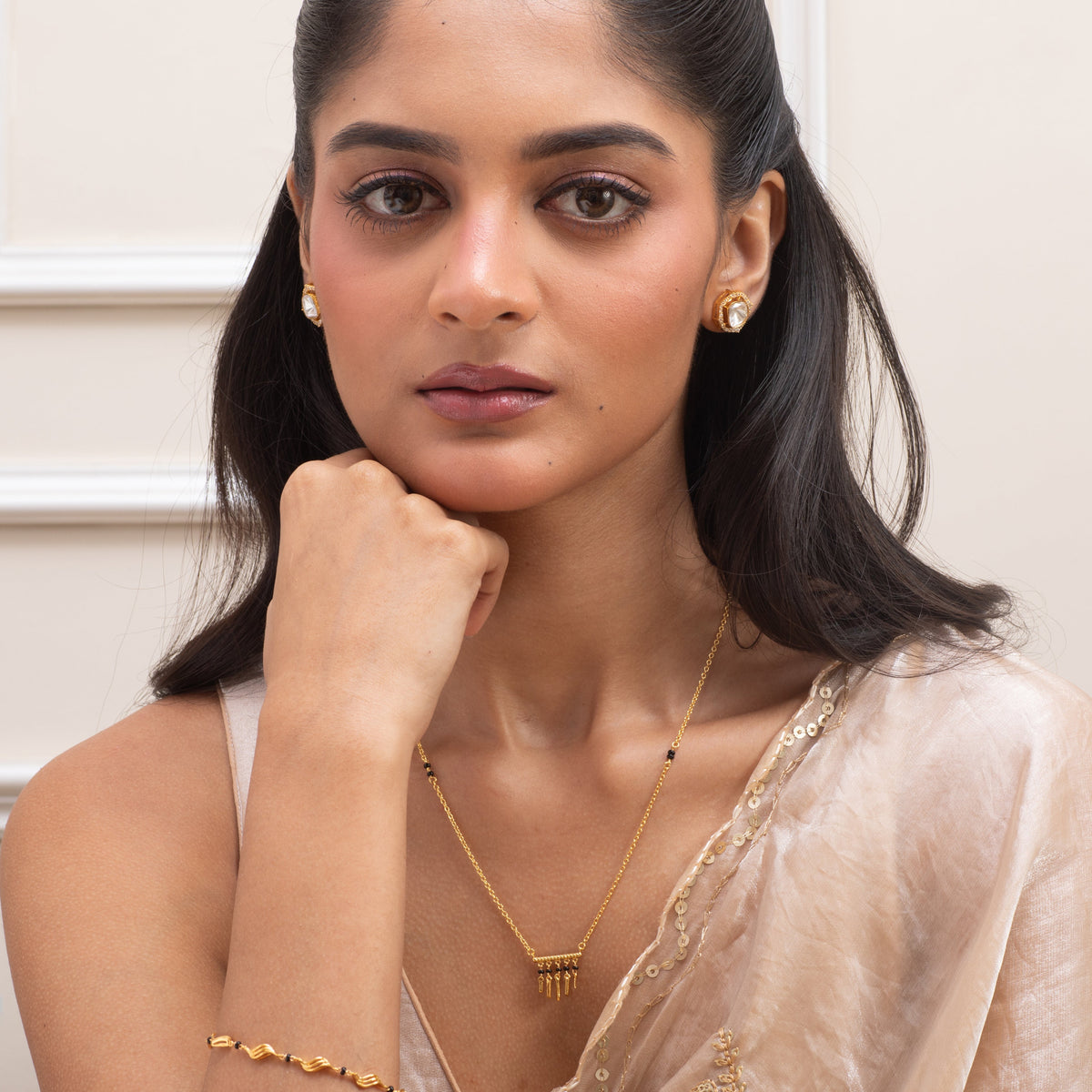 Fringe Drop CZ Silver Mangalsutra