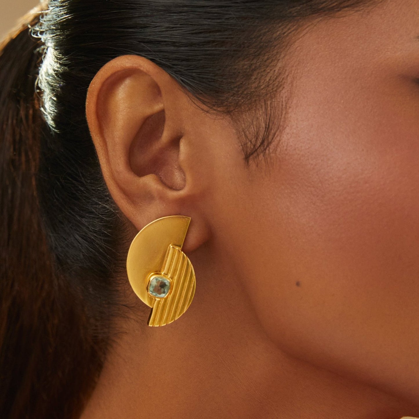 Dune Crescents Silver Stud Earrings