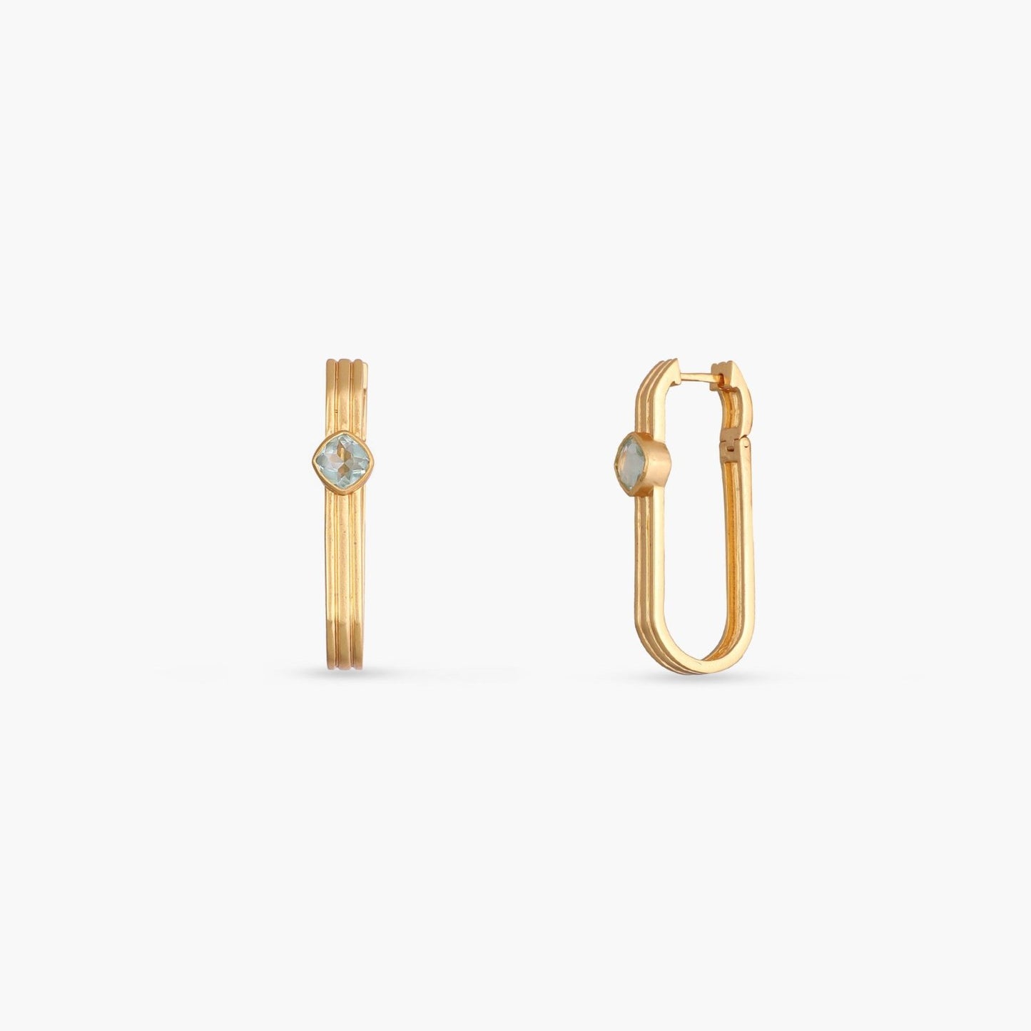 Dune Oblong Silver Hoops