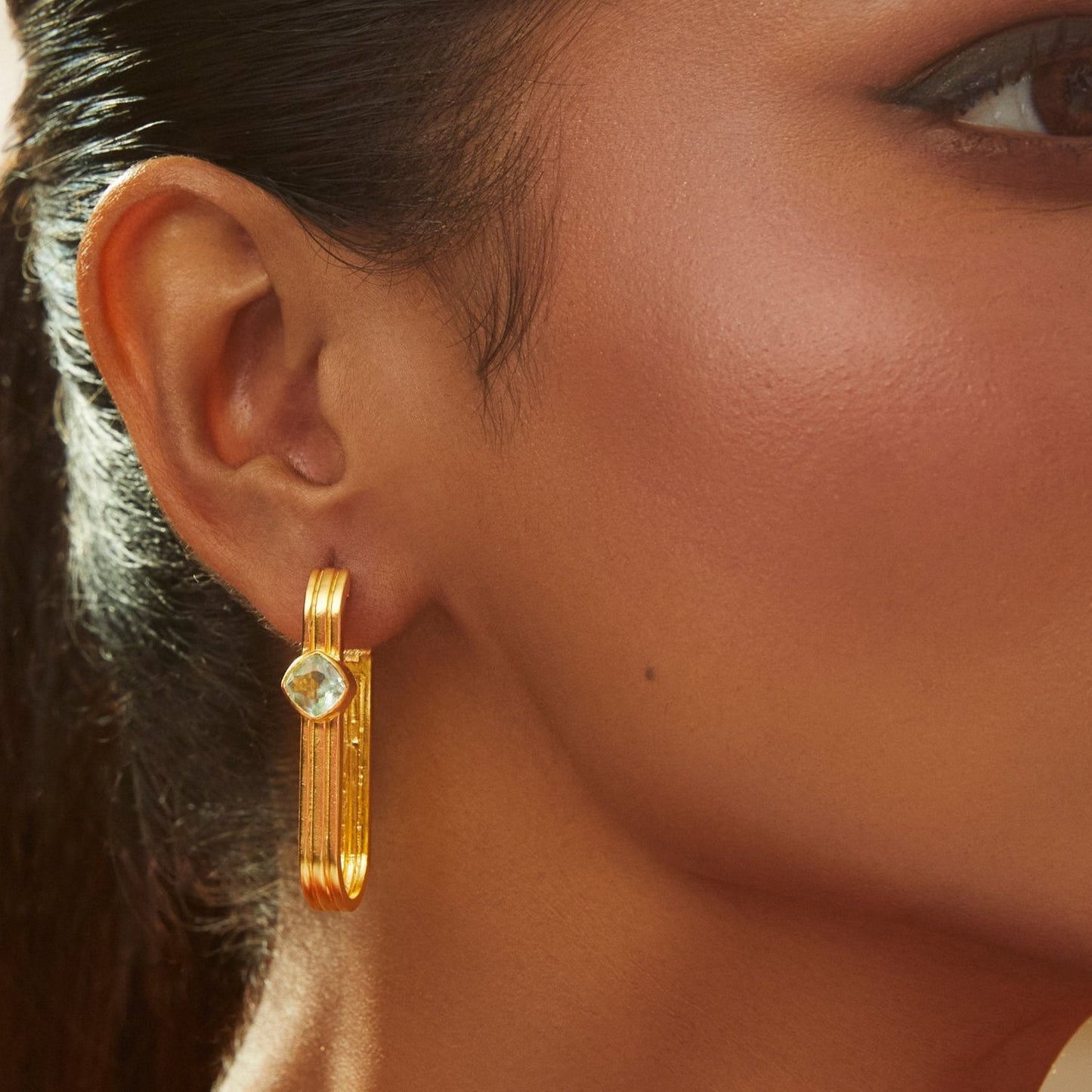 Dune Oblong Silver Hoops