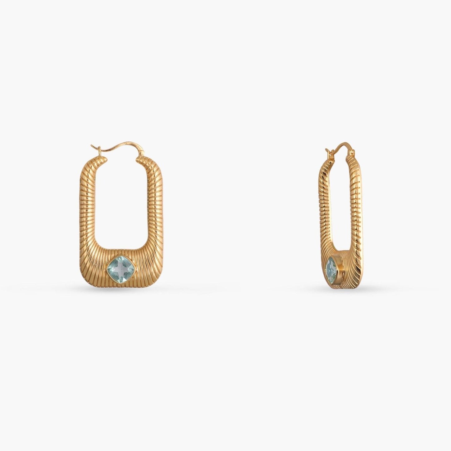 Dune Rectangular Statement Silver Hoops