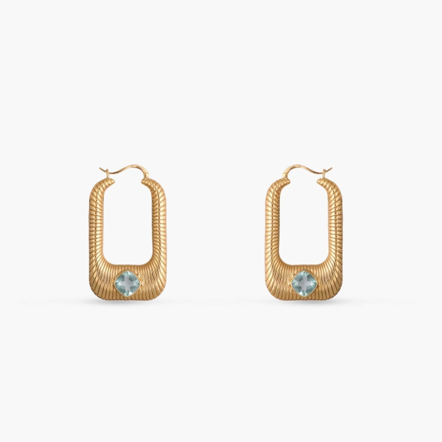 Dune Rectangular Statement Silver Hoops