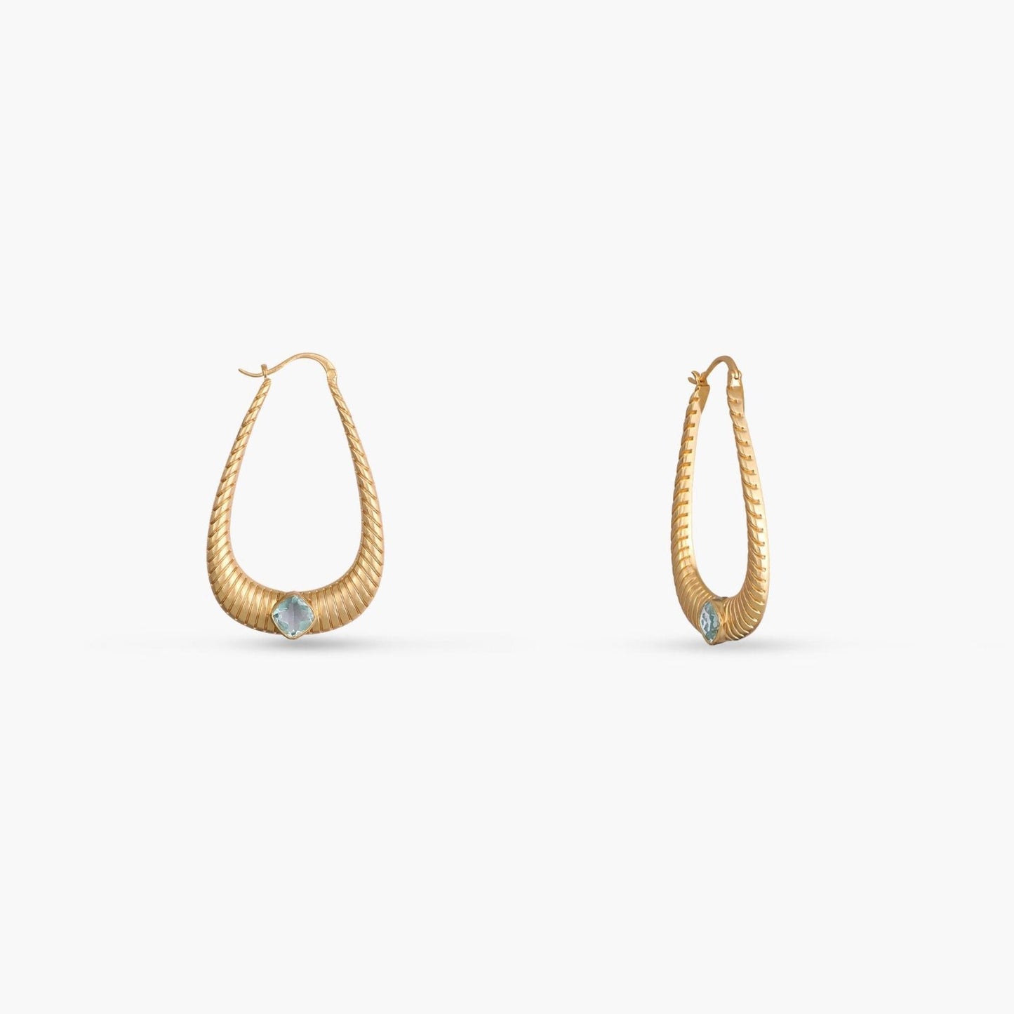 Dune Statement Pear Silver Hoops