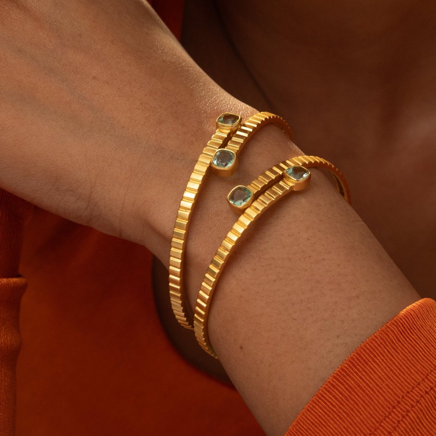 Dune Open Front Silver Bangles