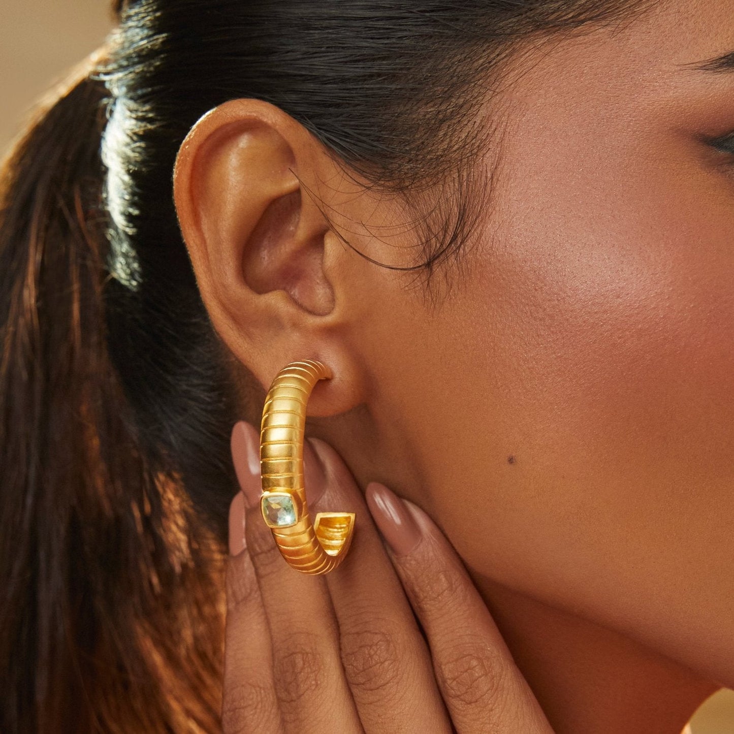 Dune Round Silver Hoops