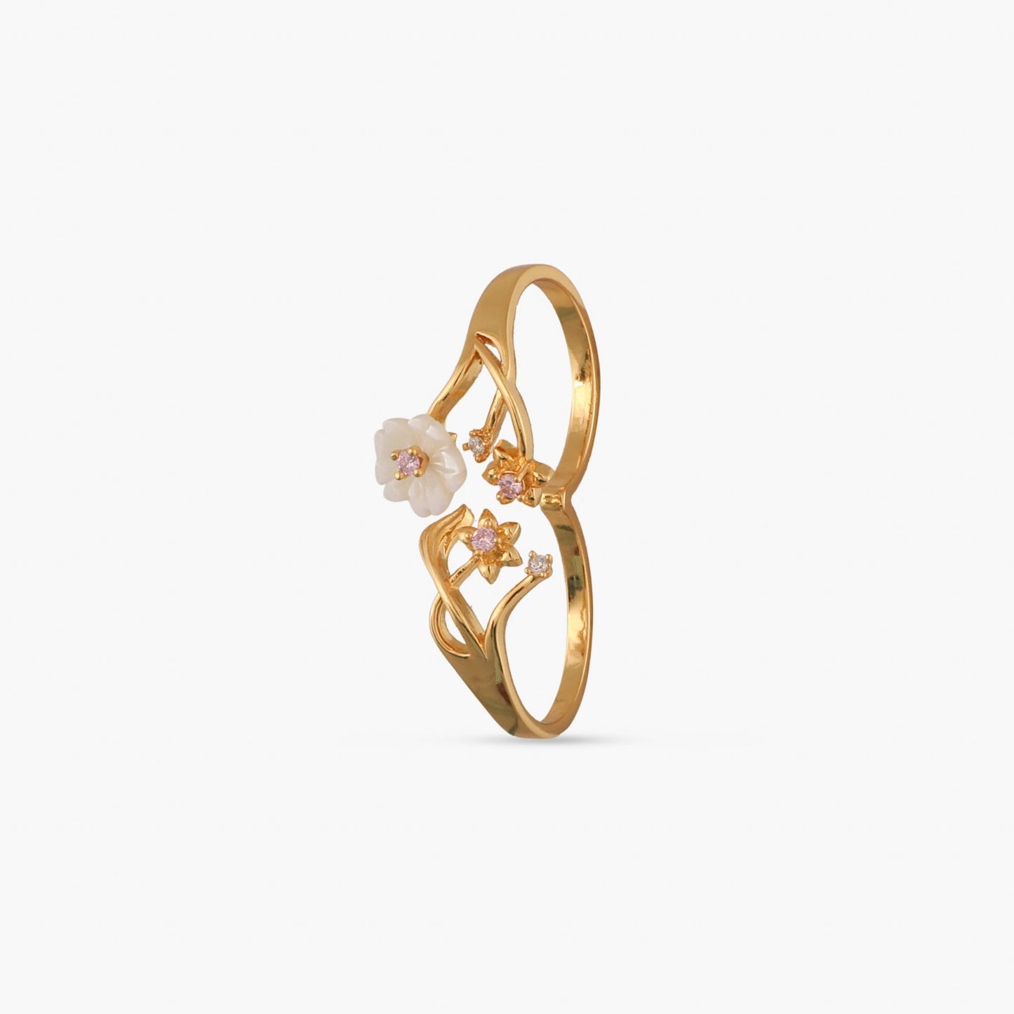 Blossom Veil Elegant Silver Two Finger ring