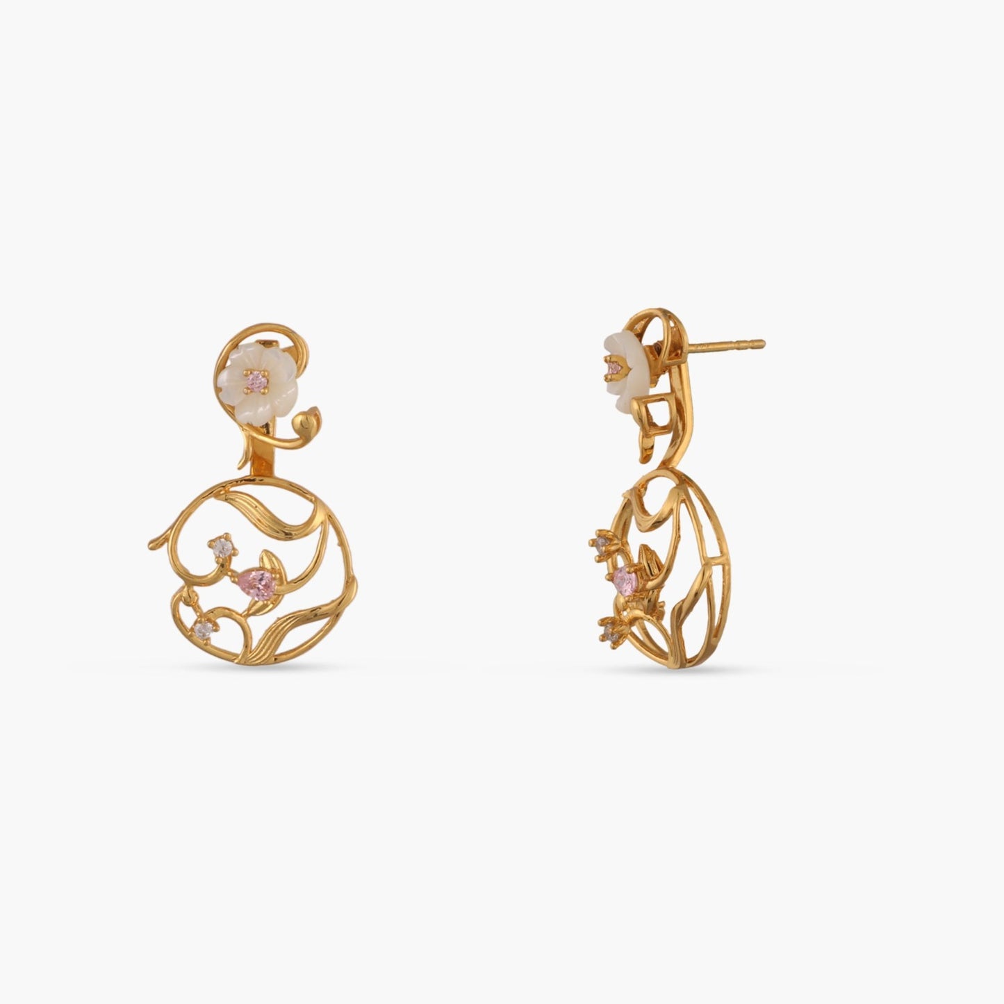 Blossom Veil Silver Front and Back Earrings