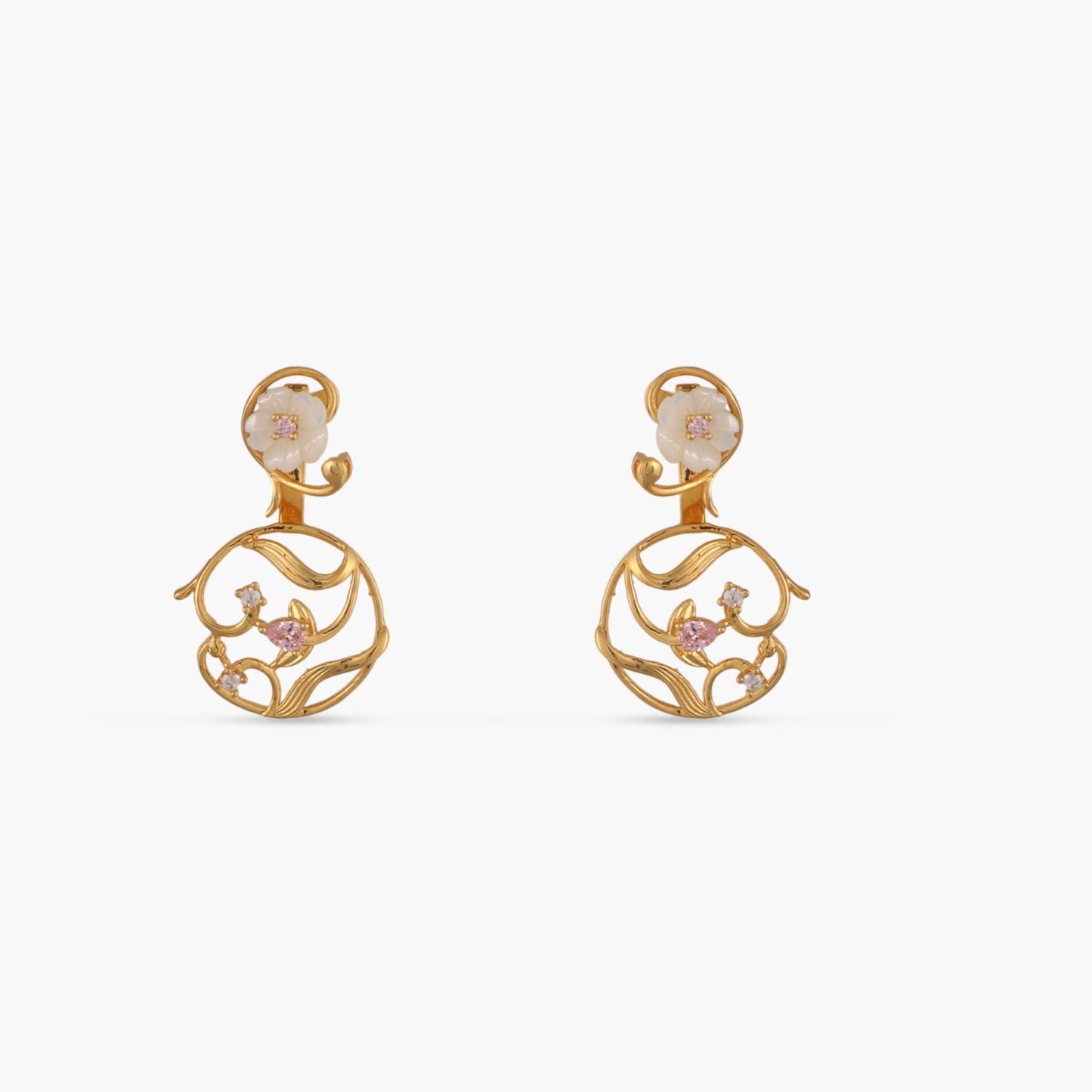 Blossom Veil Silver Front and Back Earrings