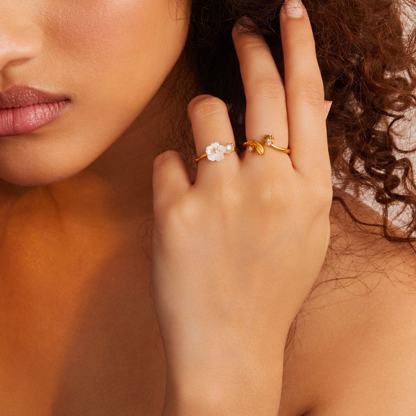 Blossom Veil Playful Silver Stackable Finger ring