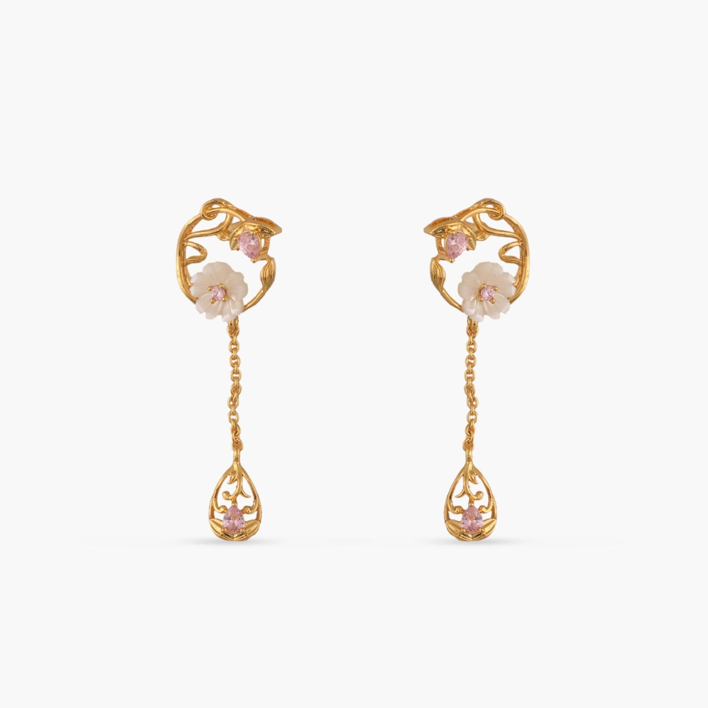 Blossom Veil Chain Elegance Silver Drop Earrings