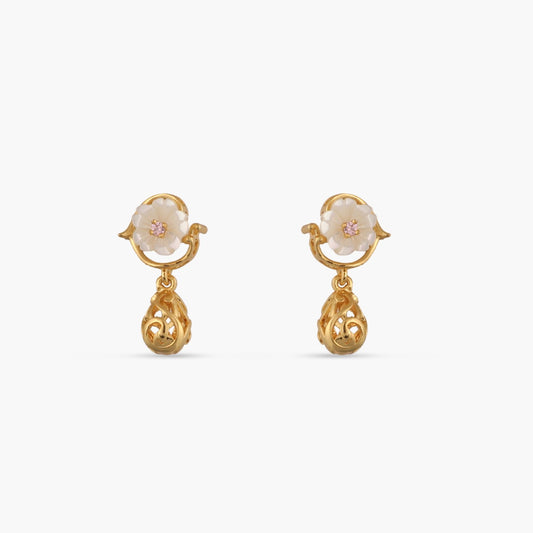 Blossom Veil Petite Silver Drop Earrings