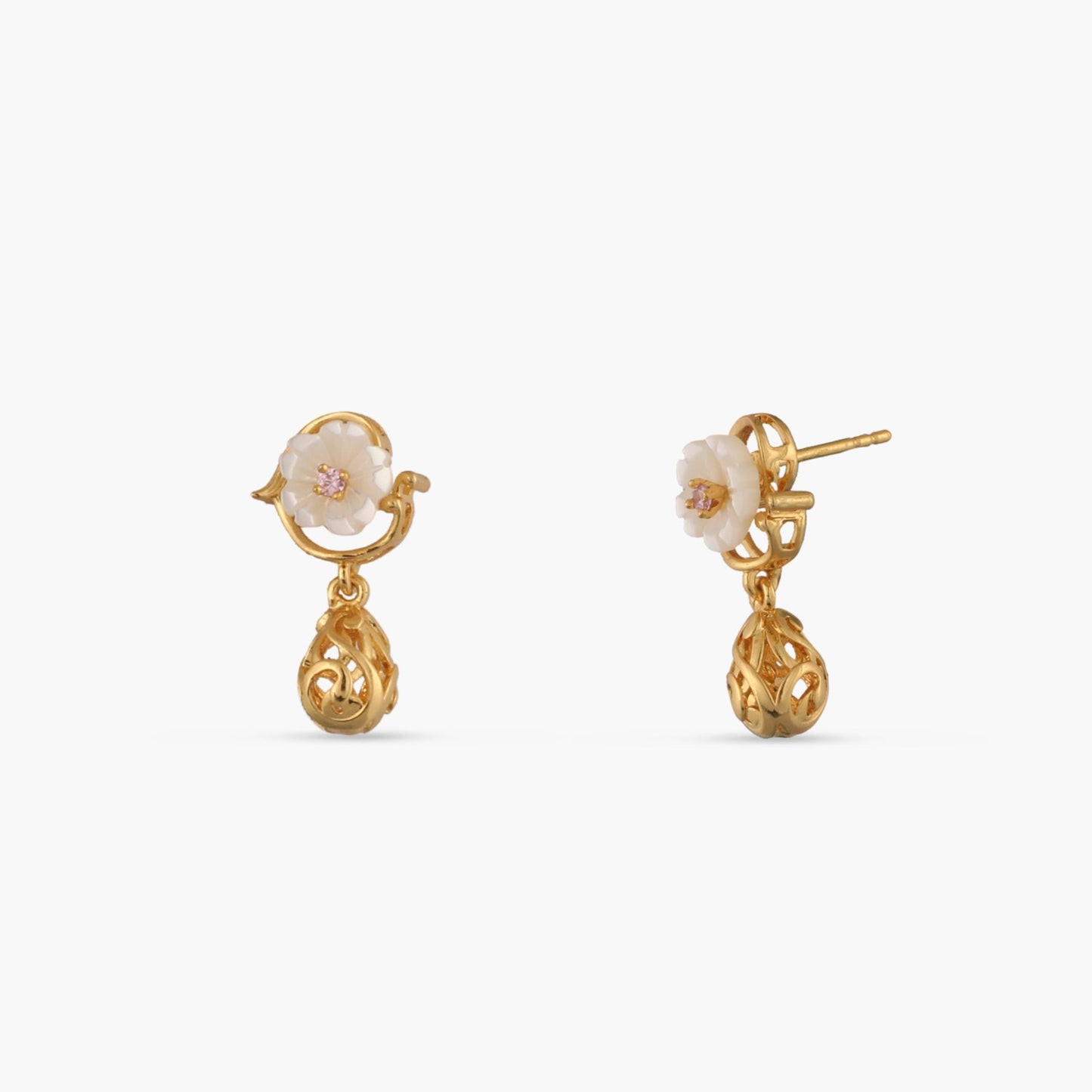Blossom Veil Petite Silver Drop Earrings