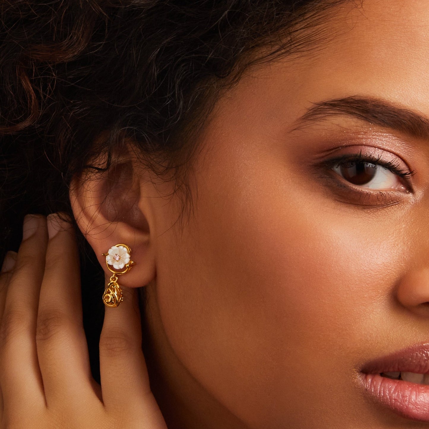 Blossom Veil Petite Silver Drop Earrings