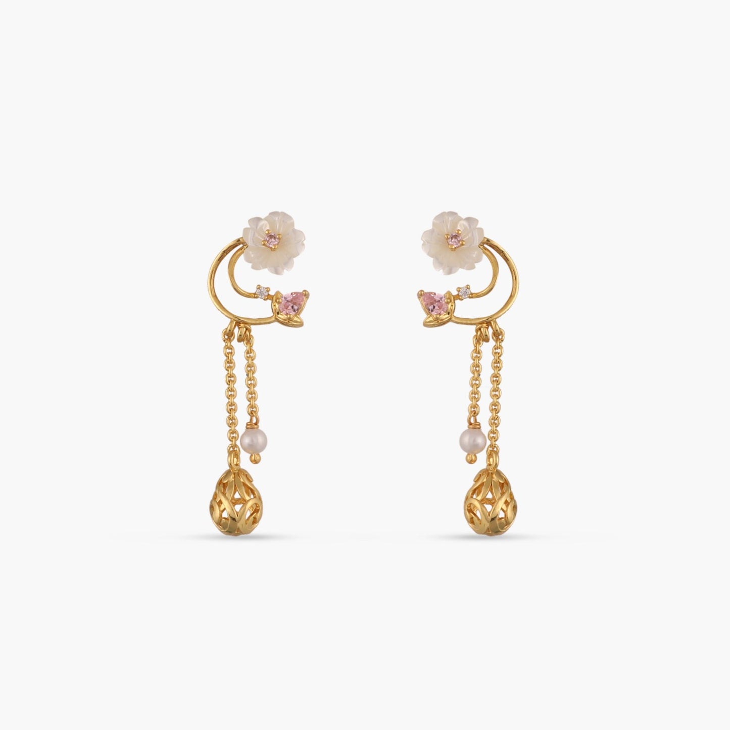 Blossom Veil Delicate Dangles Silver Drop Earrings