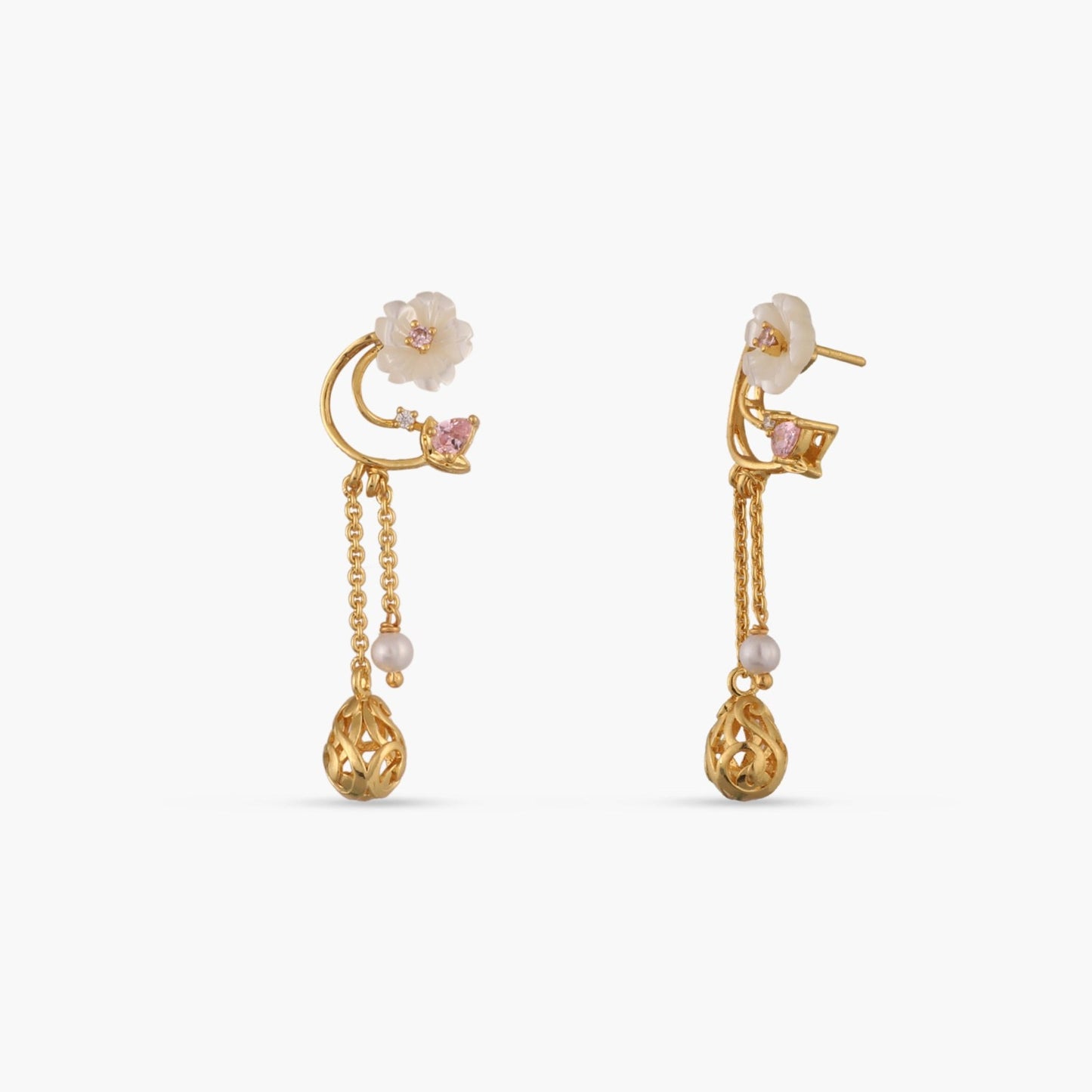 Blossom Veil Delicate Dangles Silver Drop Earrings