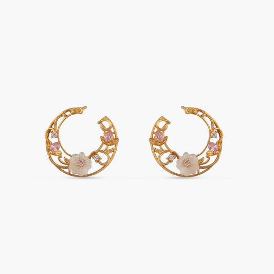 Blossom Veil Silver Front and Back Hoop Earrings