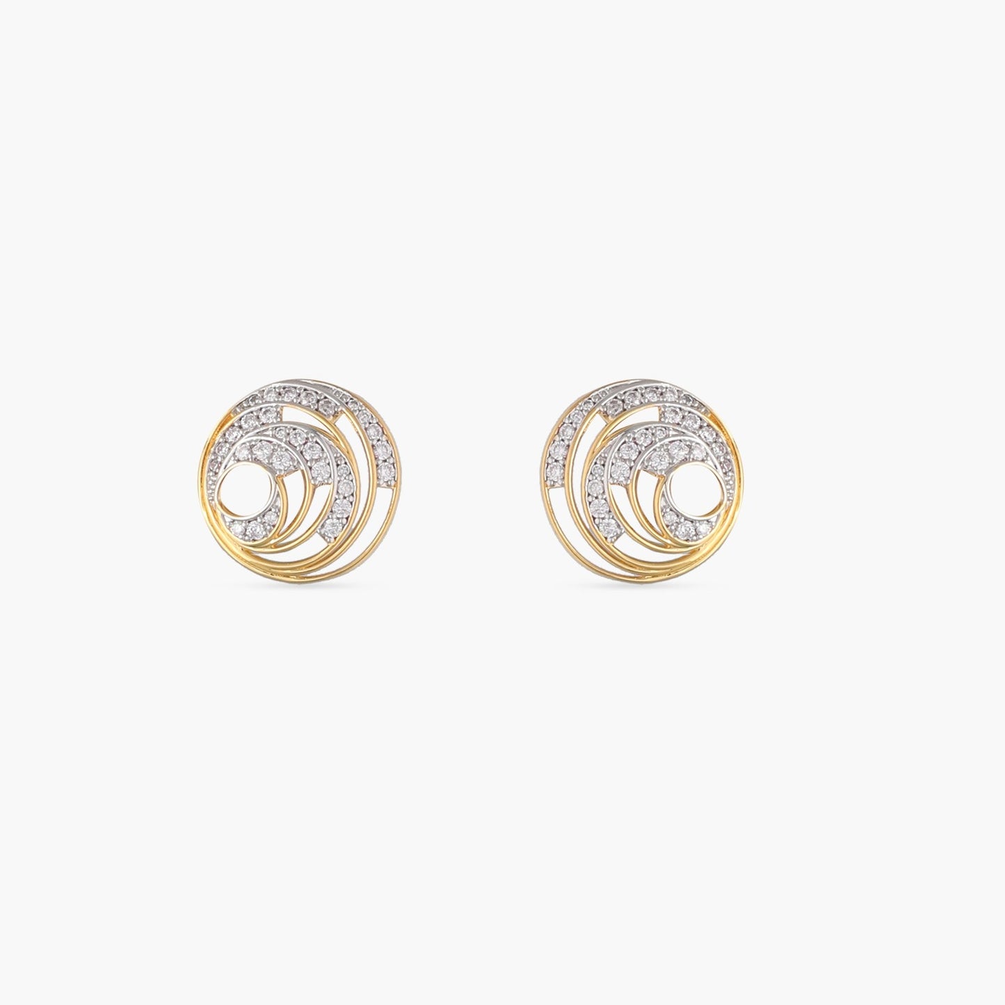 Abstract CZ Silver Stud Earrings