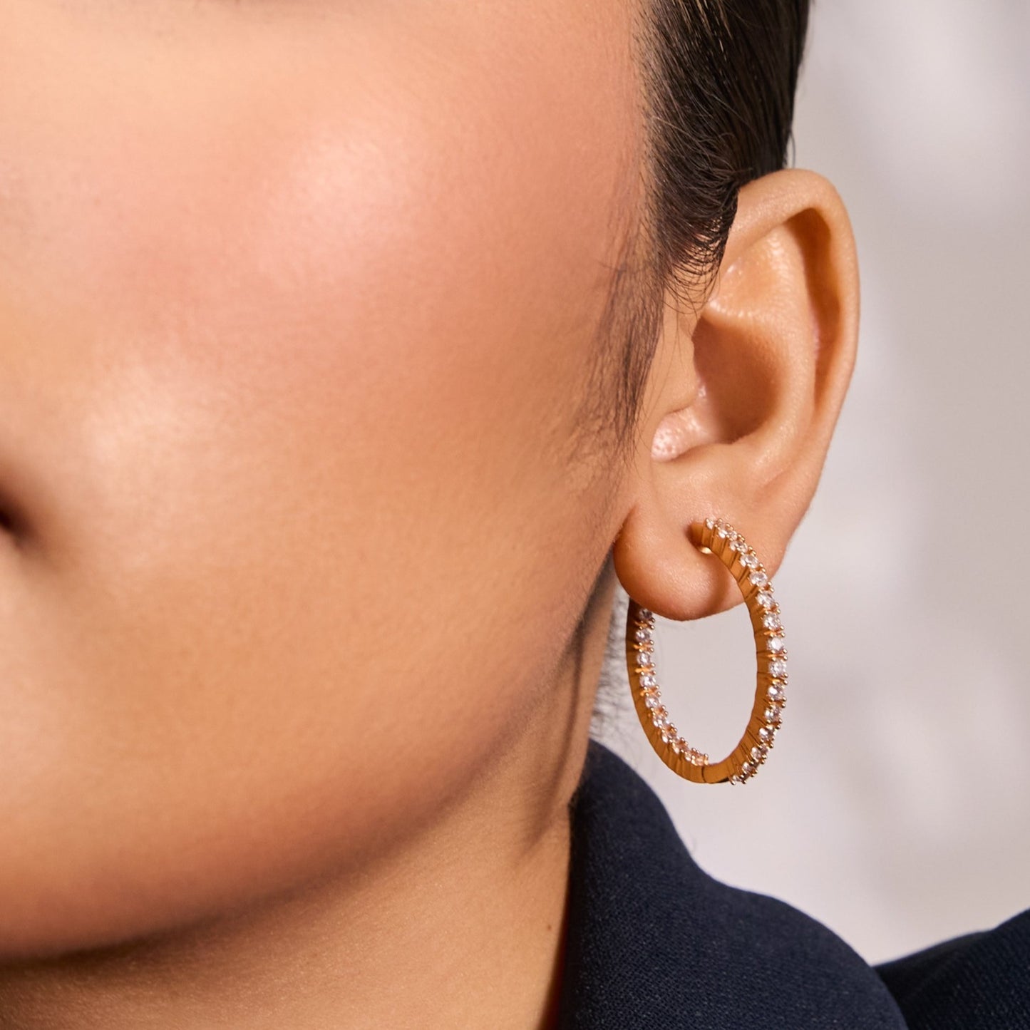 Aurora Arc CZ Silver Hoop Earrings