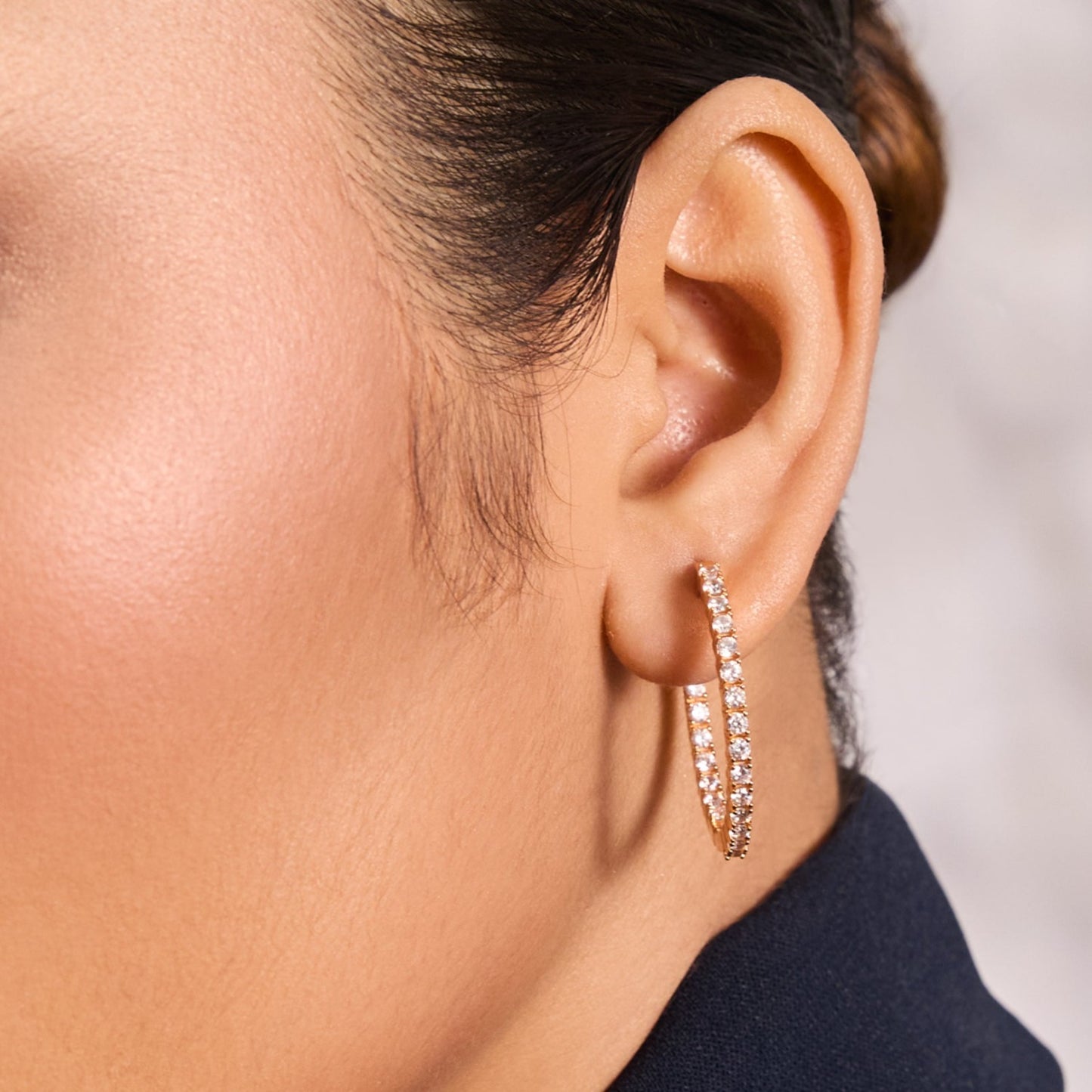 Sleek Spark CZ Silver Hoop Earrings