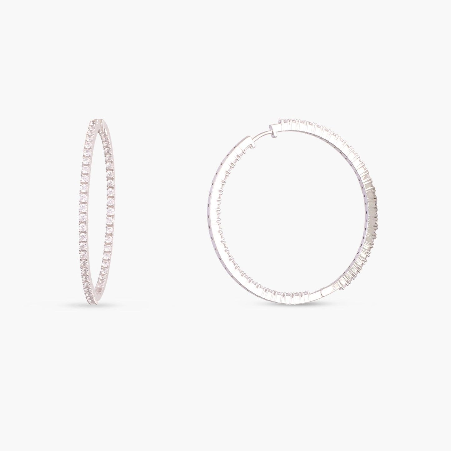 Radiant Row CZ Silver Hoops