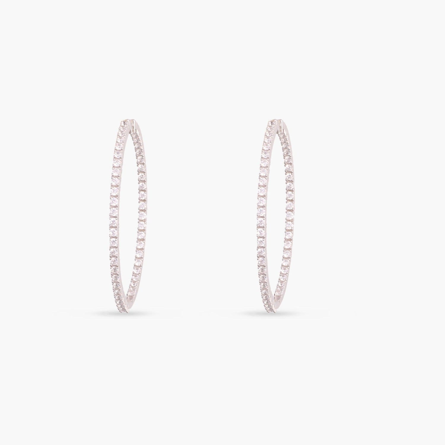 Radiant Row CZ Silver Hoops