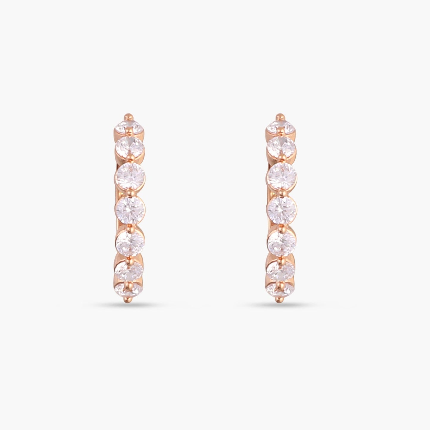 CZ Crescent Silver Hoop Earrings