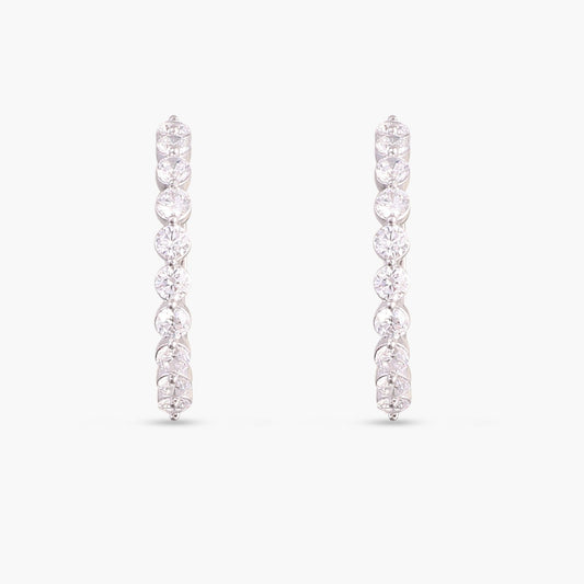 CZ Adorned silver Hoop Earrings