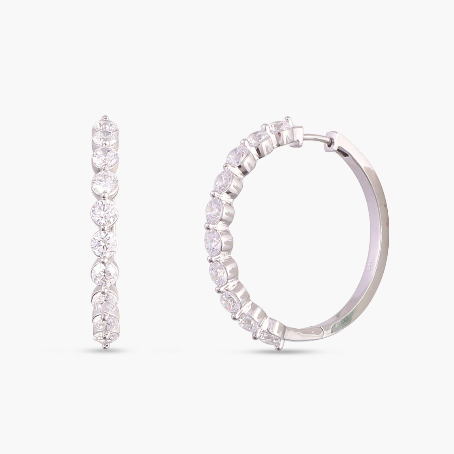 CZ Adorned silver Hoop Earrings