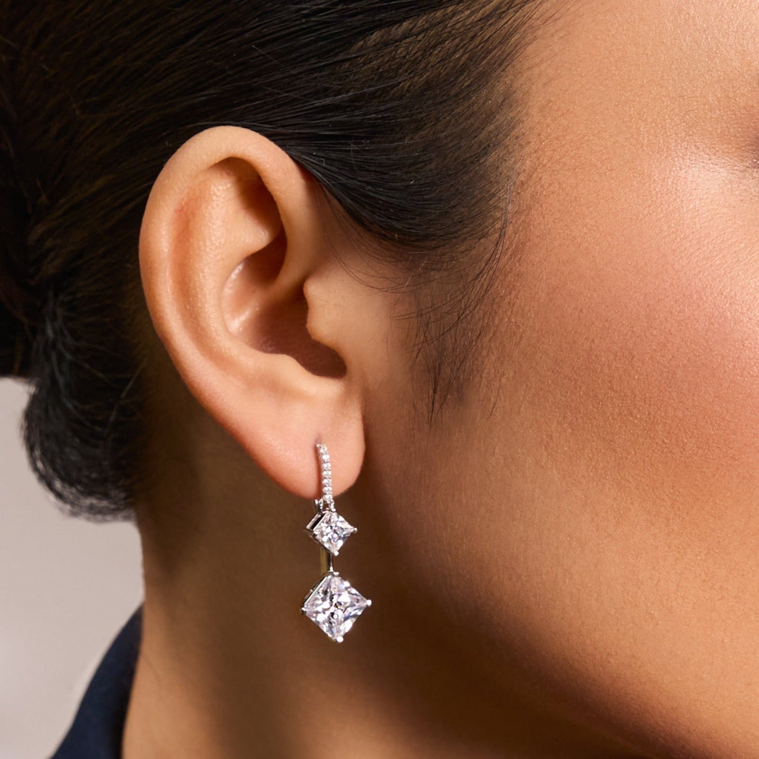 Classic Princess cut CZ Drop Earrings