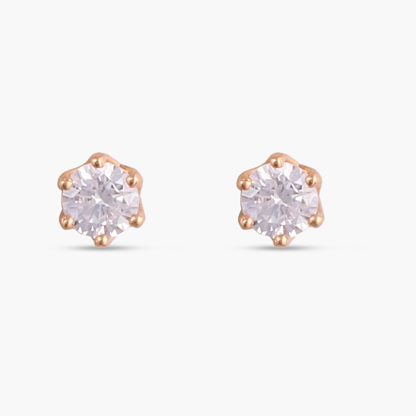 Classic Round CZ Solitaire Silver Stud Earrings, Medium