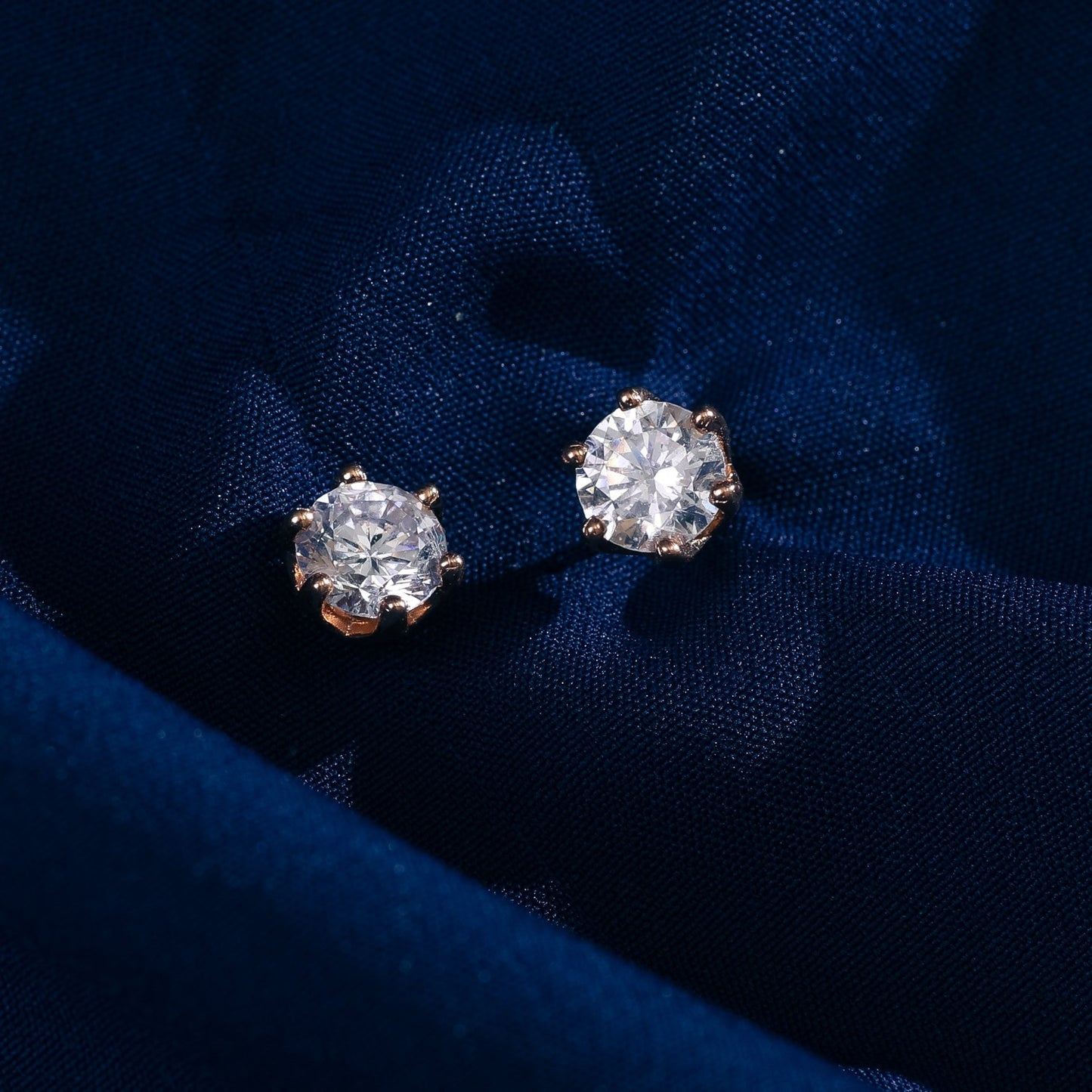 Classic Round CZ Solitaire Silver Stud Earrings, Medium