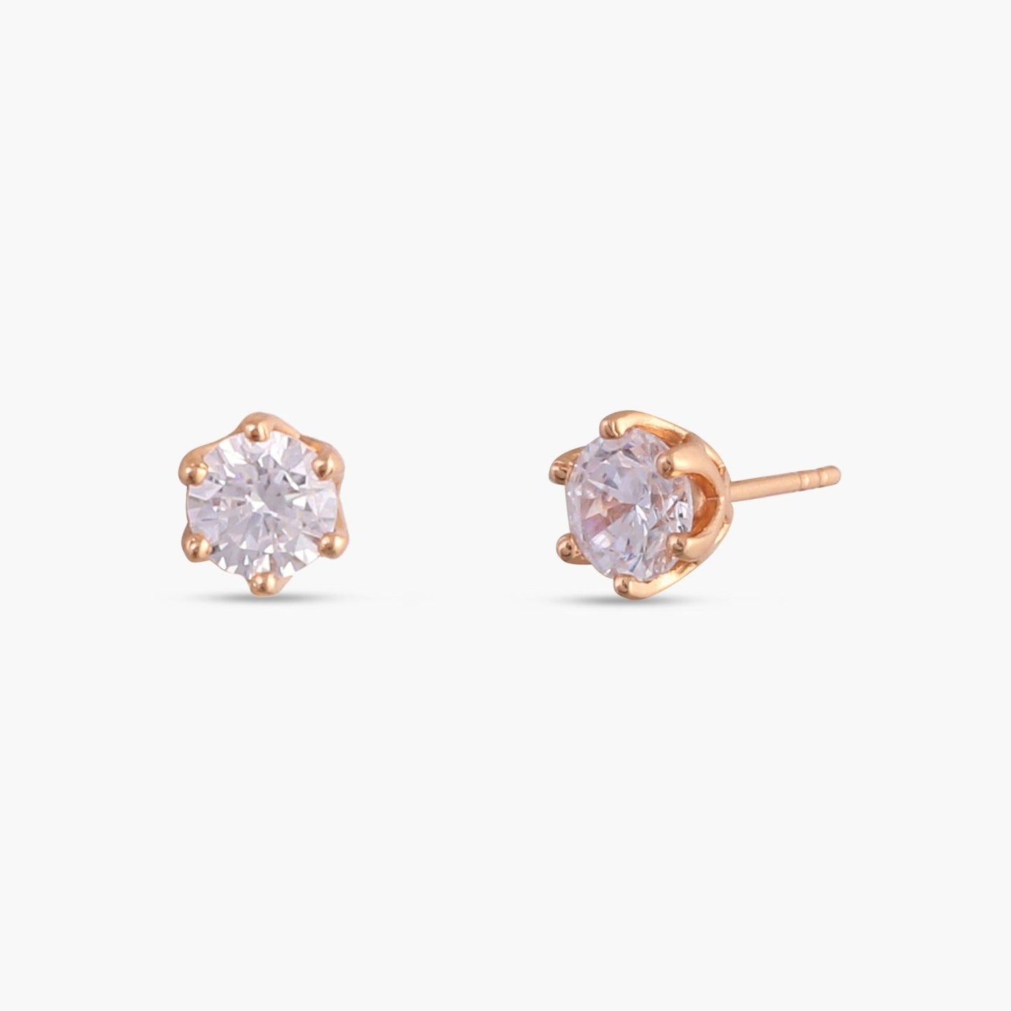 Classic Round CZ Solitaire Silver Stud Earrings, Medium