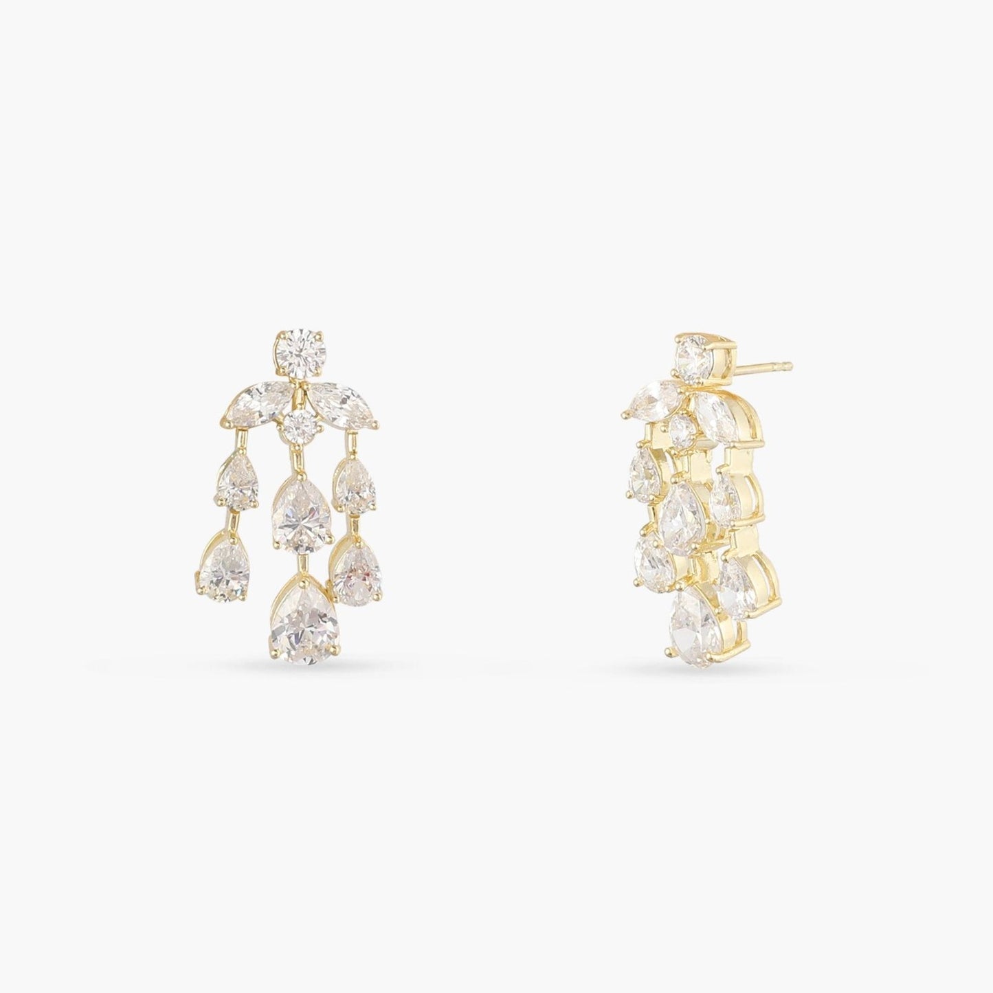 Aurelia CZ Gold Plated Silver Chandelier Earrings