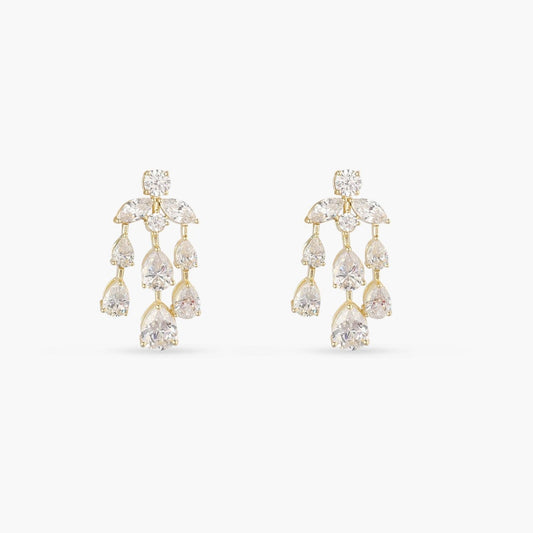 Aurelia CZ Gold Plated Silver Chandelier Earrings