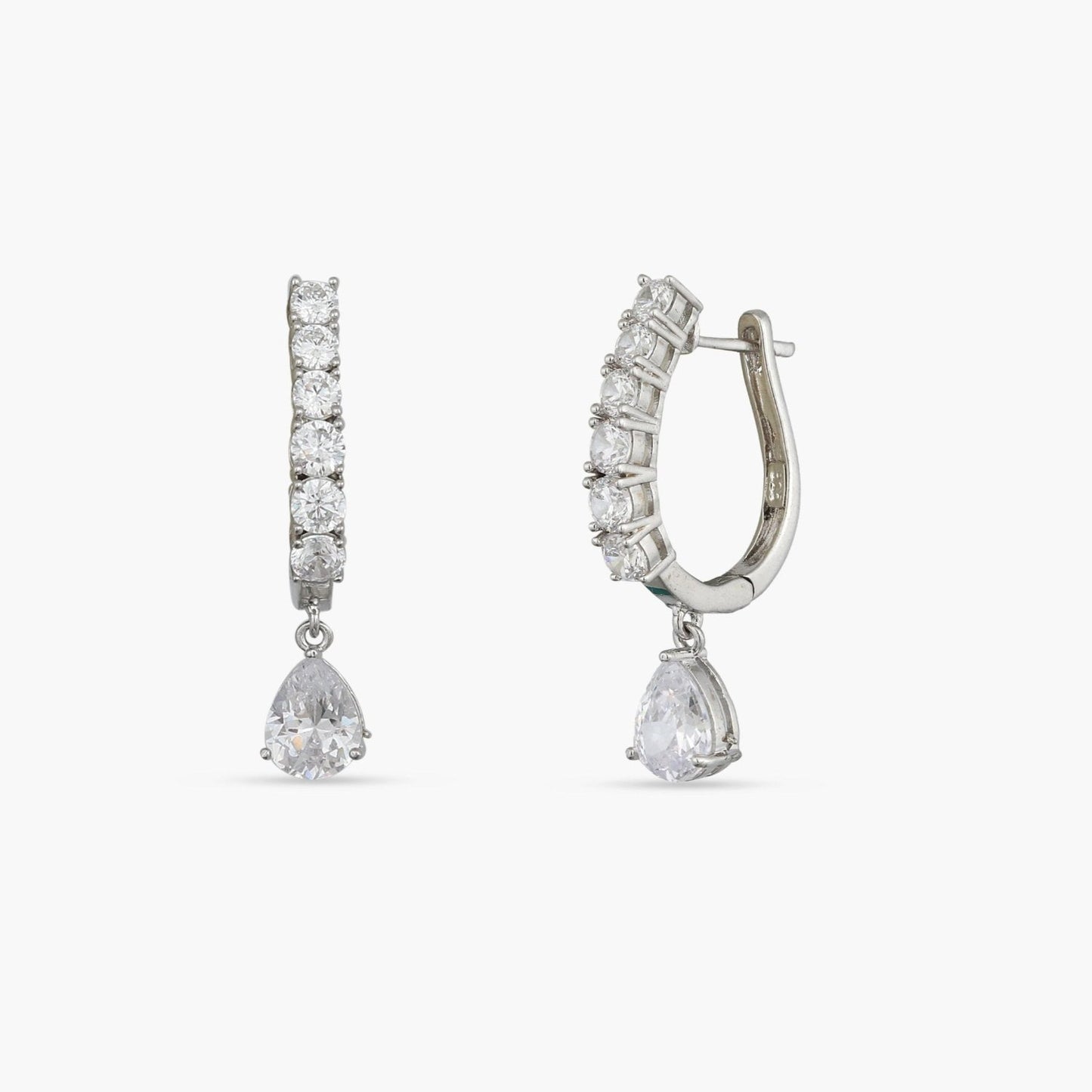 Drop of Light CZ Silver Hoop Earrings