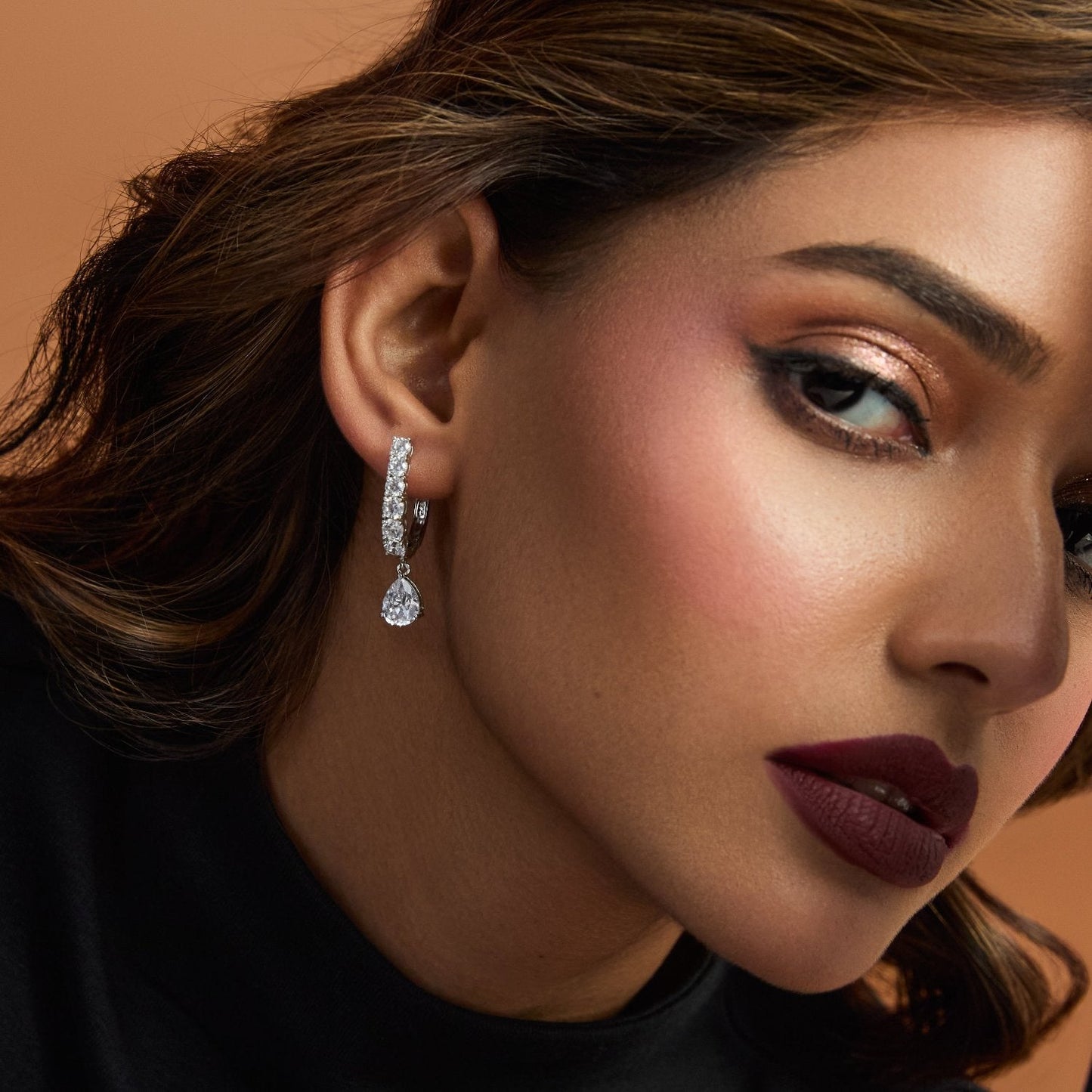 Drop of Light CZ Silver Hoop Earrings
