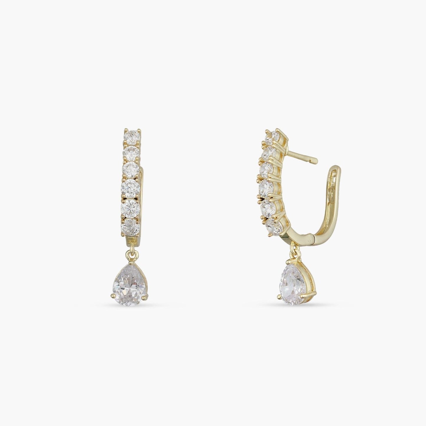 Drop of Light CZ Gold Plated Silver Hoop Earrings