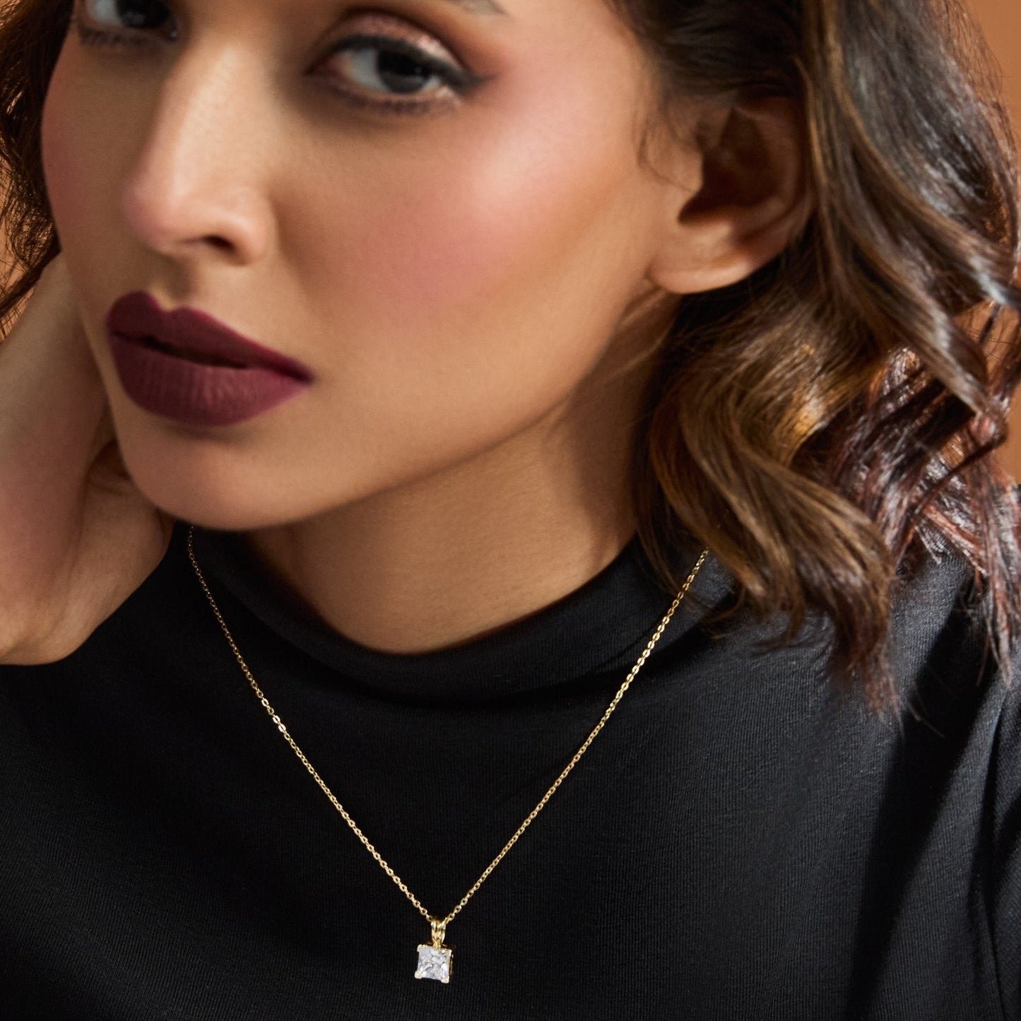 Luxe Gold Plated CZ Silver Pendant Necklace