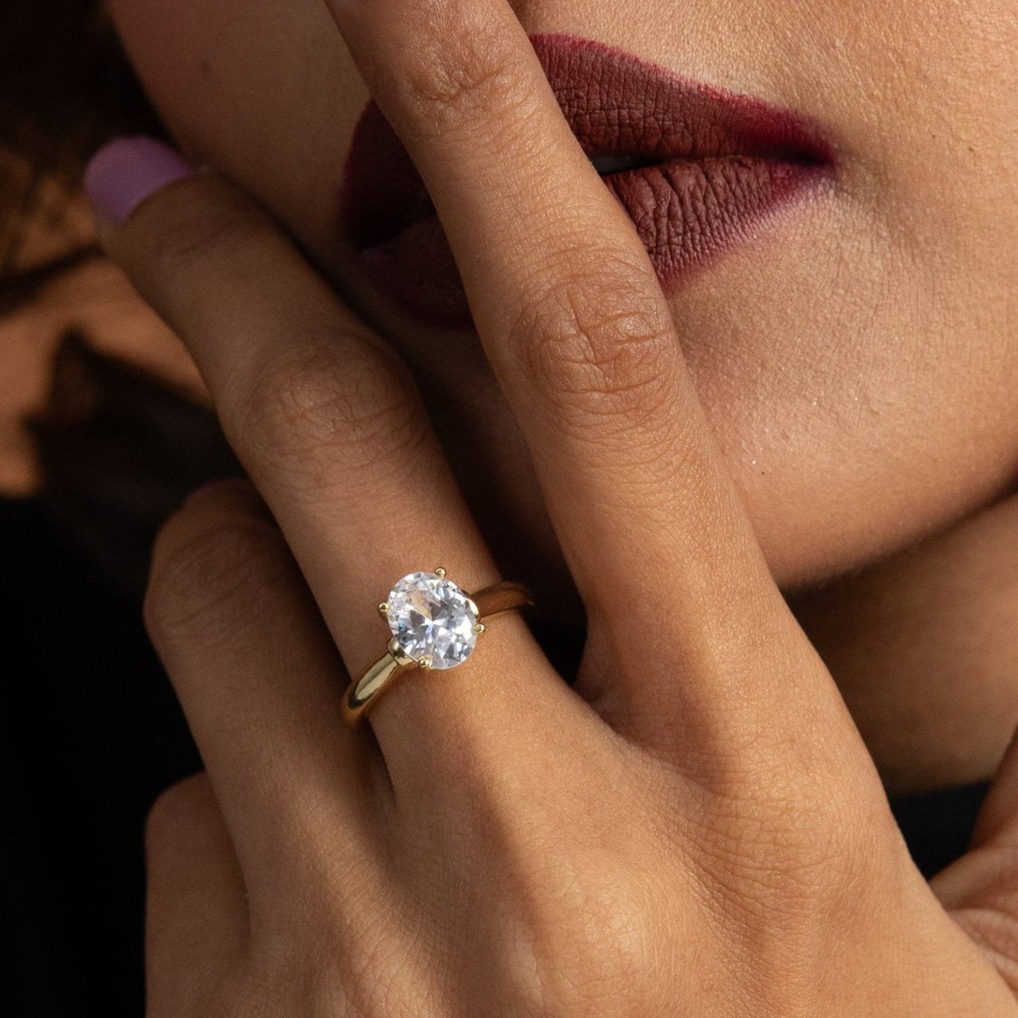 Aurora Solitaire Gold Plated CZ Silver Ring