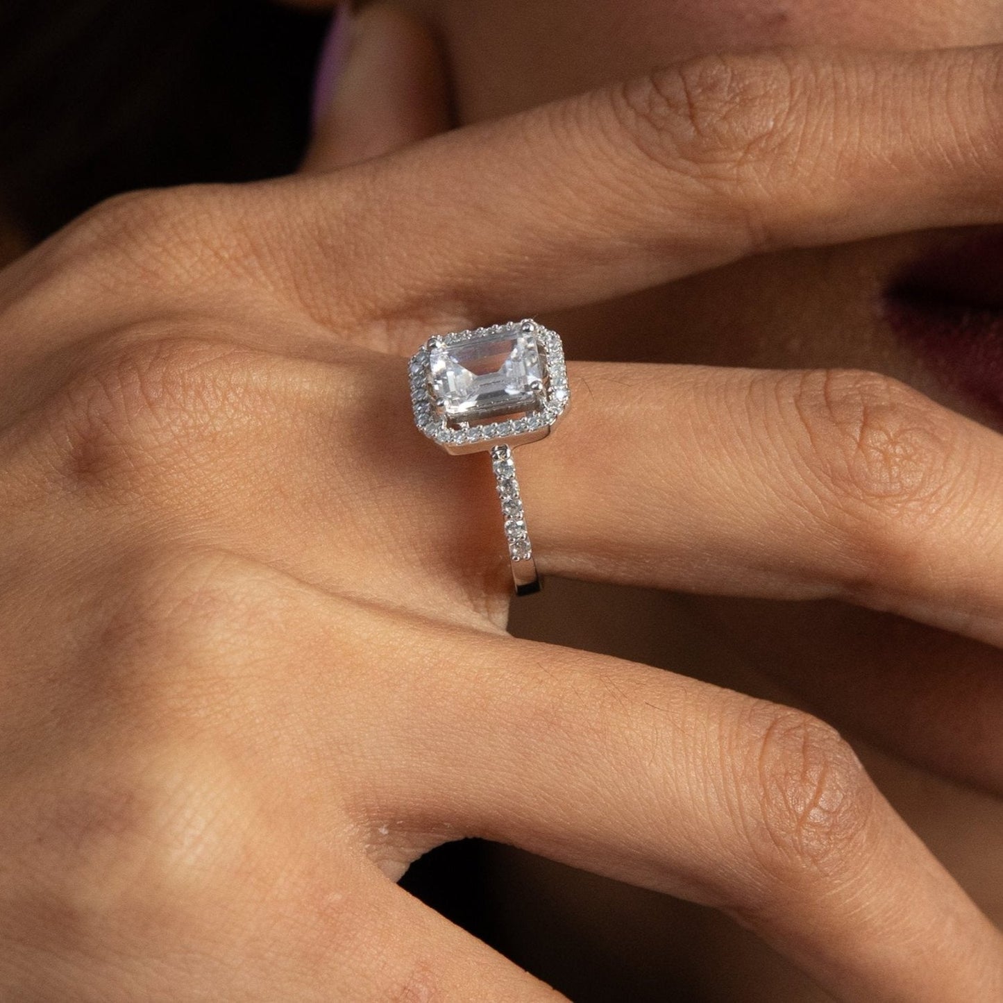 Regal Square Statement CZ Silver Ring